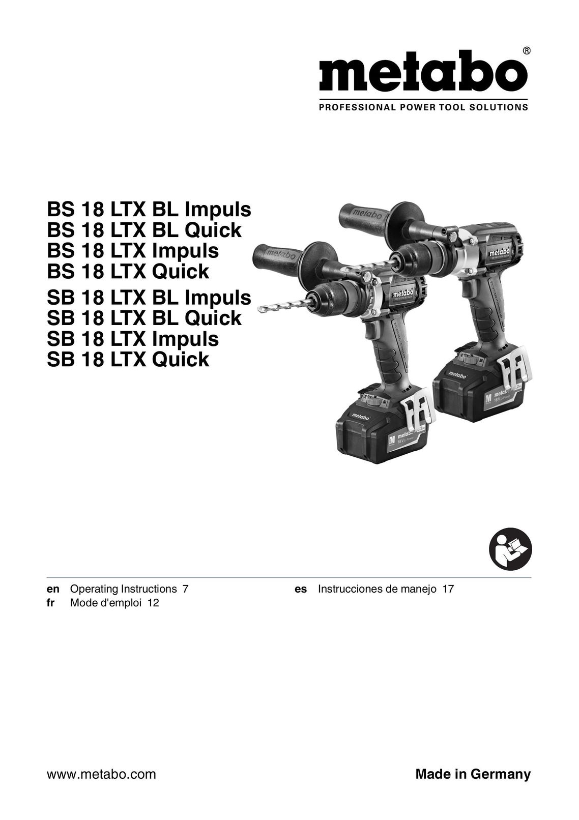 Metabo 602192520 Cordless Drill User Manual