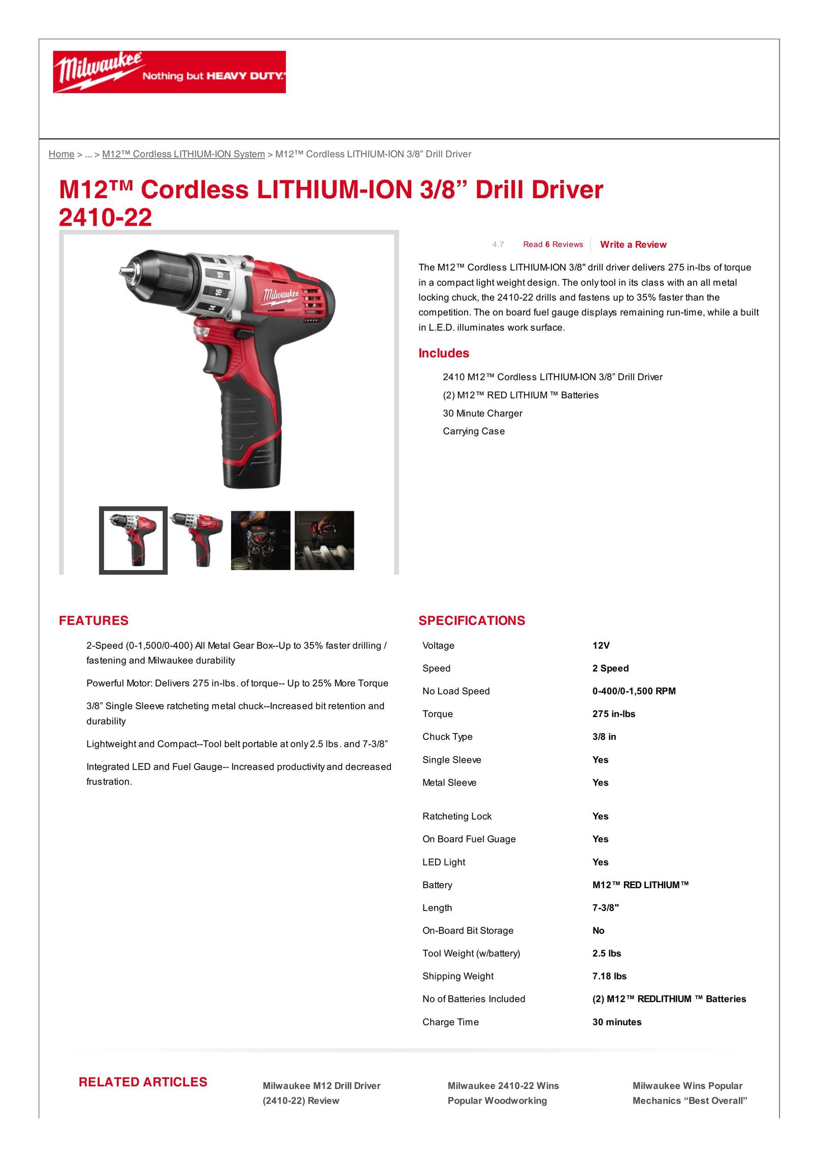 Milwaukee 2410-22 Cordless Drill User Manual