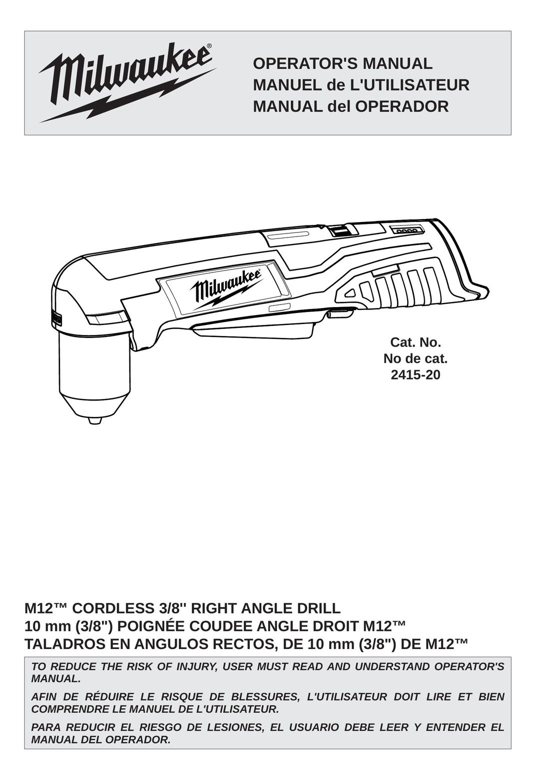 Milwaukee 2415-20 Cordless Drill User Manual