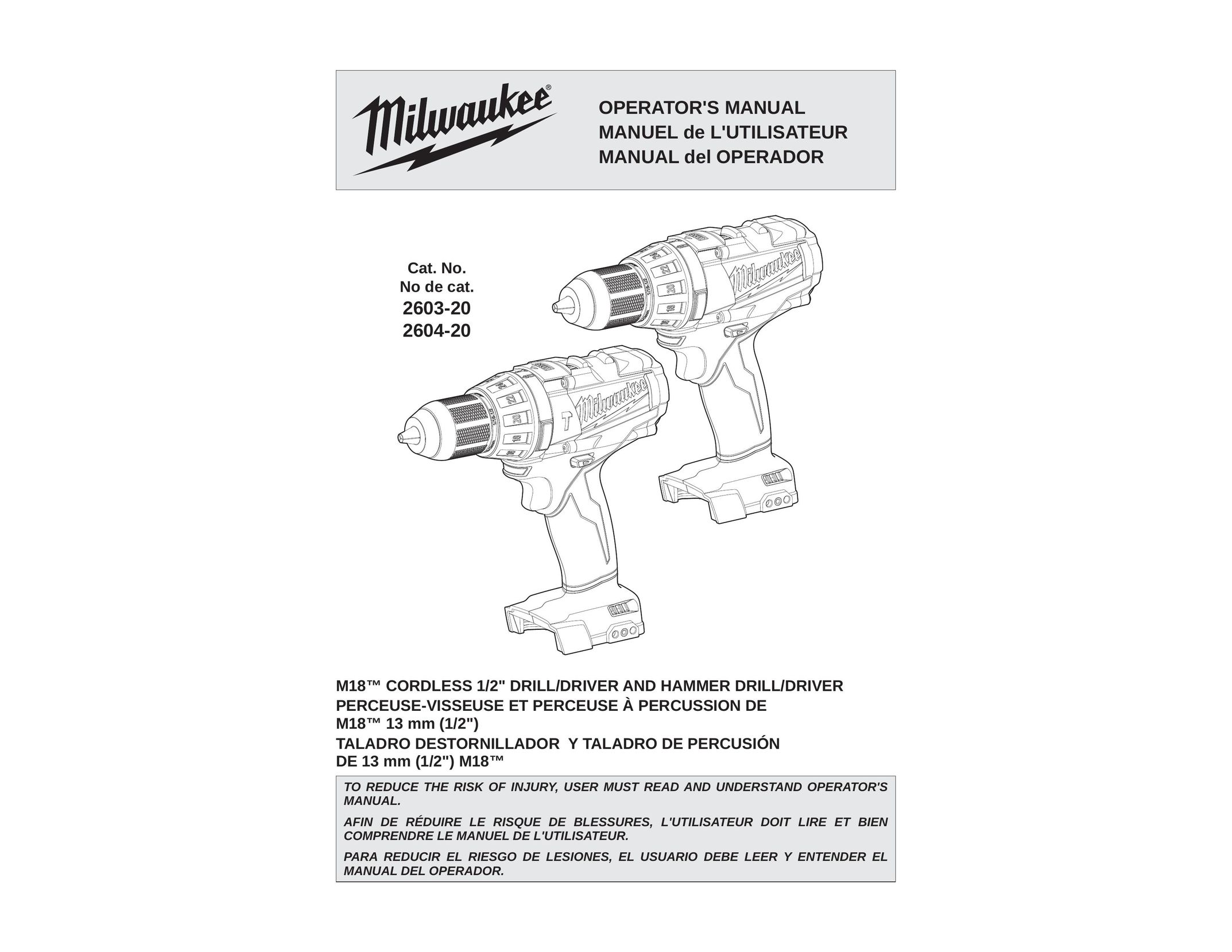 Milwaukee 2603-20 Cordless Drill User Manual