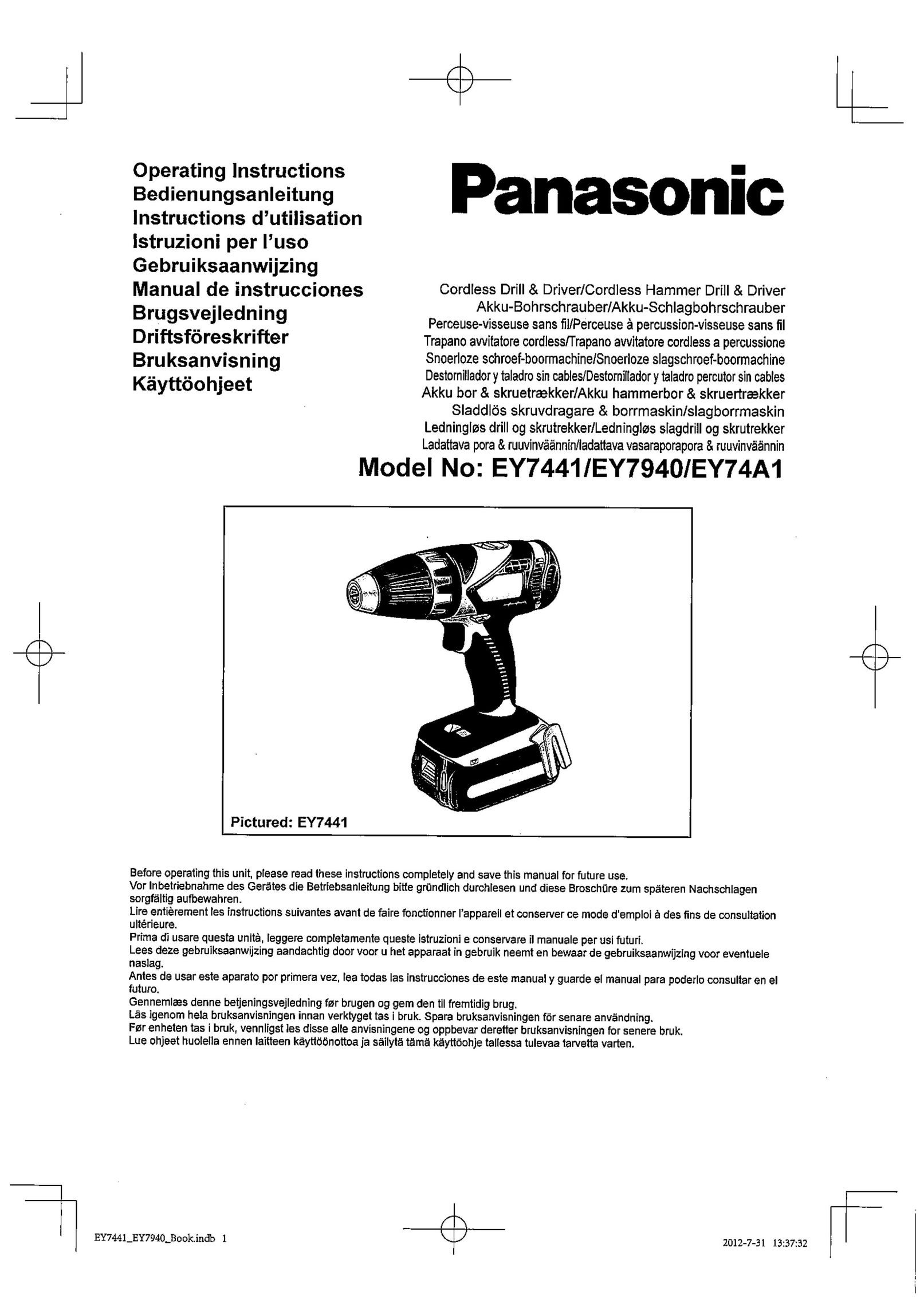 Panasonic ey74a1 Cordless Drill User Manual