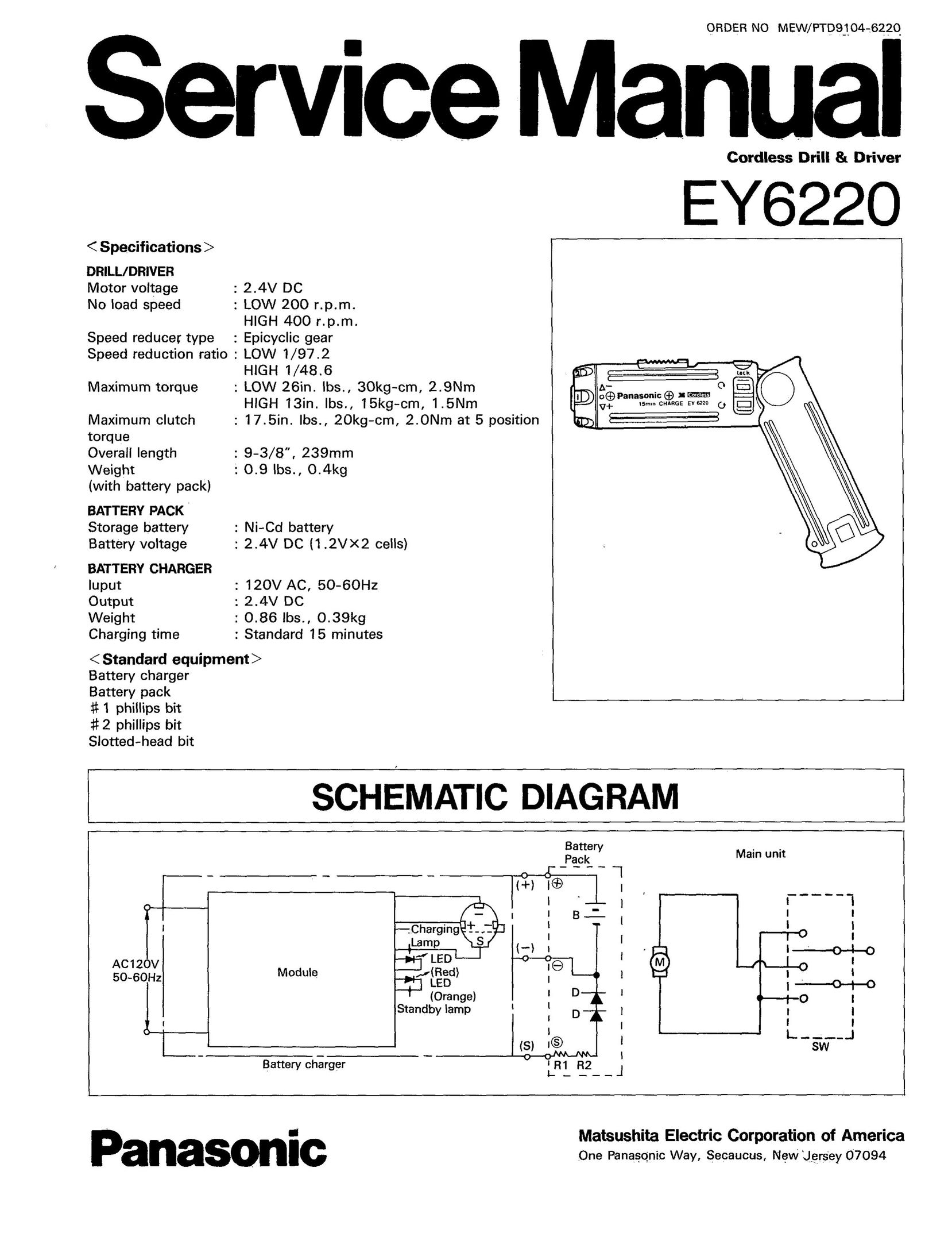 Panasonic PTD9104-0220 Cordless Drill User Manual