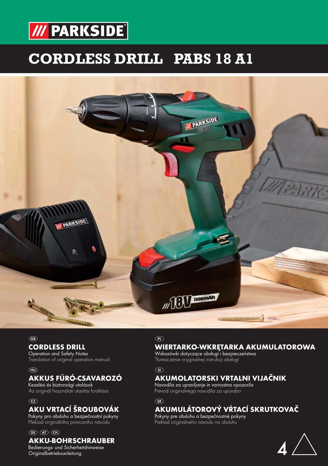 Parkside PABS 18 A1 Cordless Drill User Manual