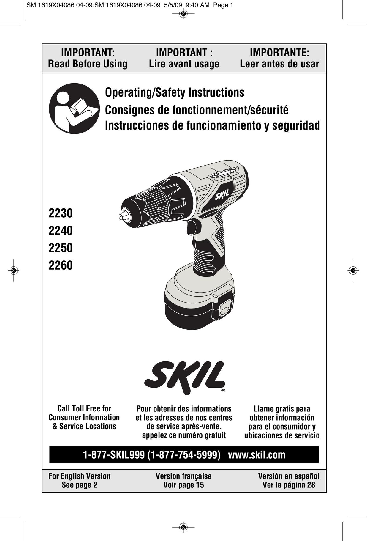 Skil 2240-01 Cordless Drill User Manual