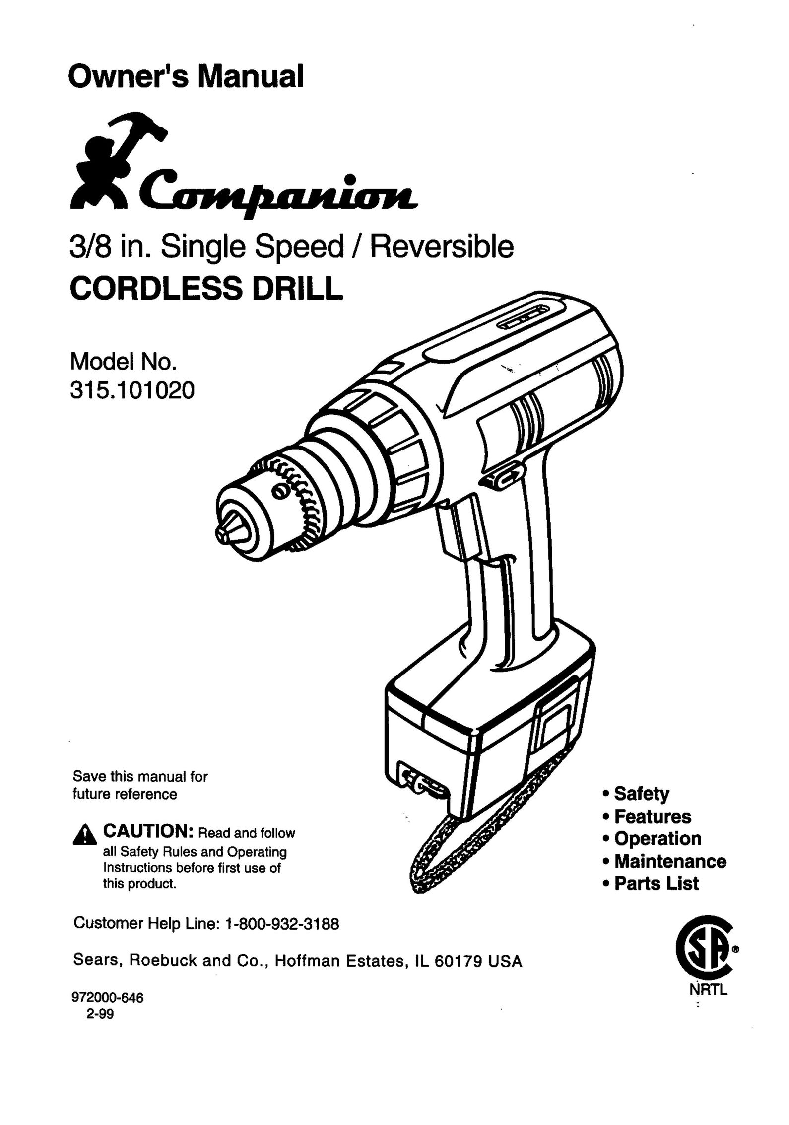 Valor Auto Companion Inc. 315.10102 Cordless Drill User Manual