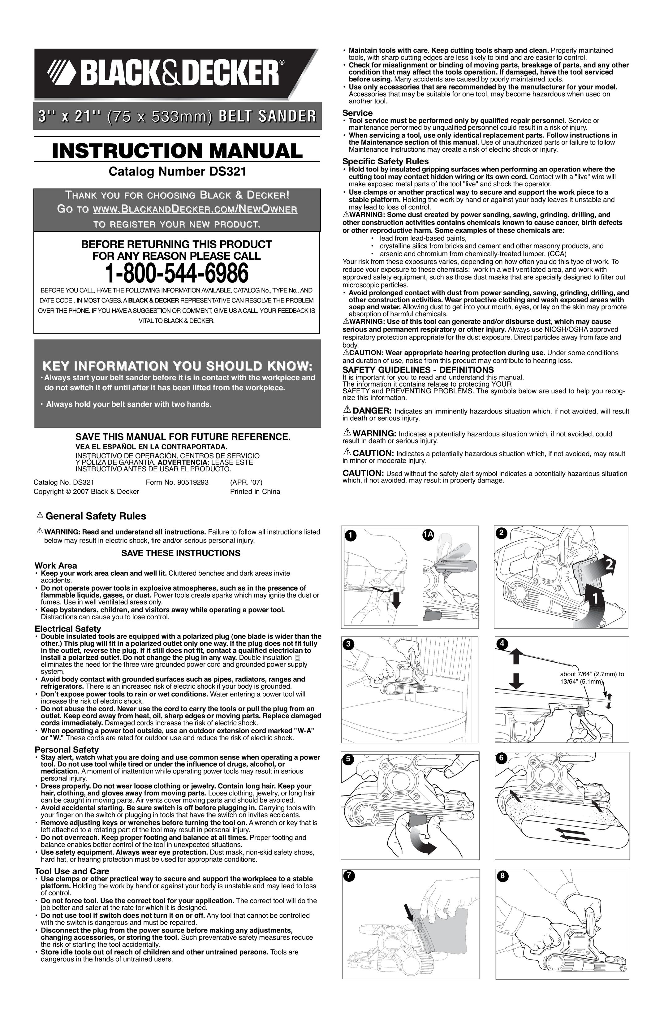Black & Decker DS321 Cordless Sander User Manual