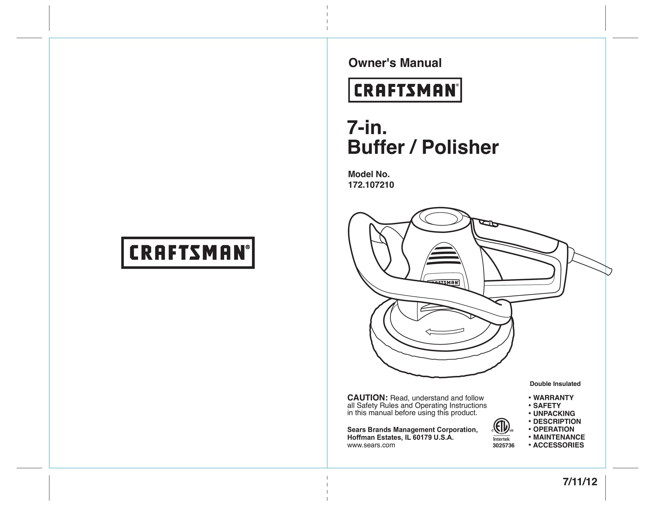 Craftsman 172.10721 Cordless Sander User Manual