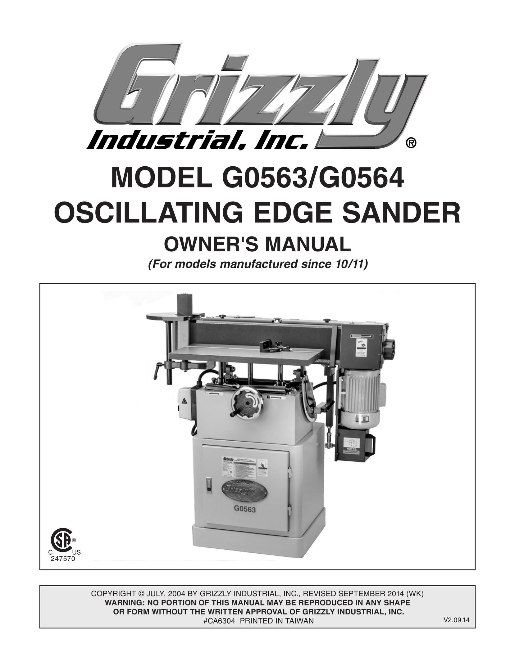 Grizzly G0563 Cordless Sander User Manual