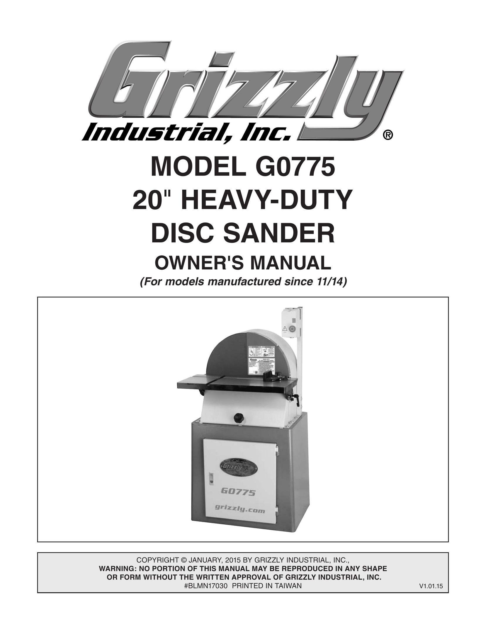 Grizzly G0775 Cordless Sander User Manual