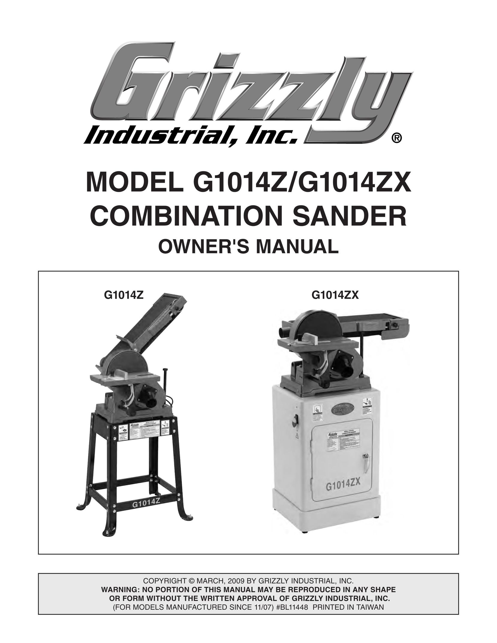Grizzly G1014ZX Cordless Sander User Manual