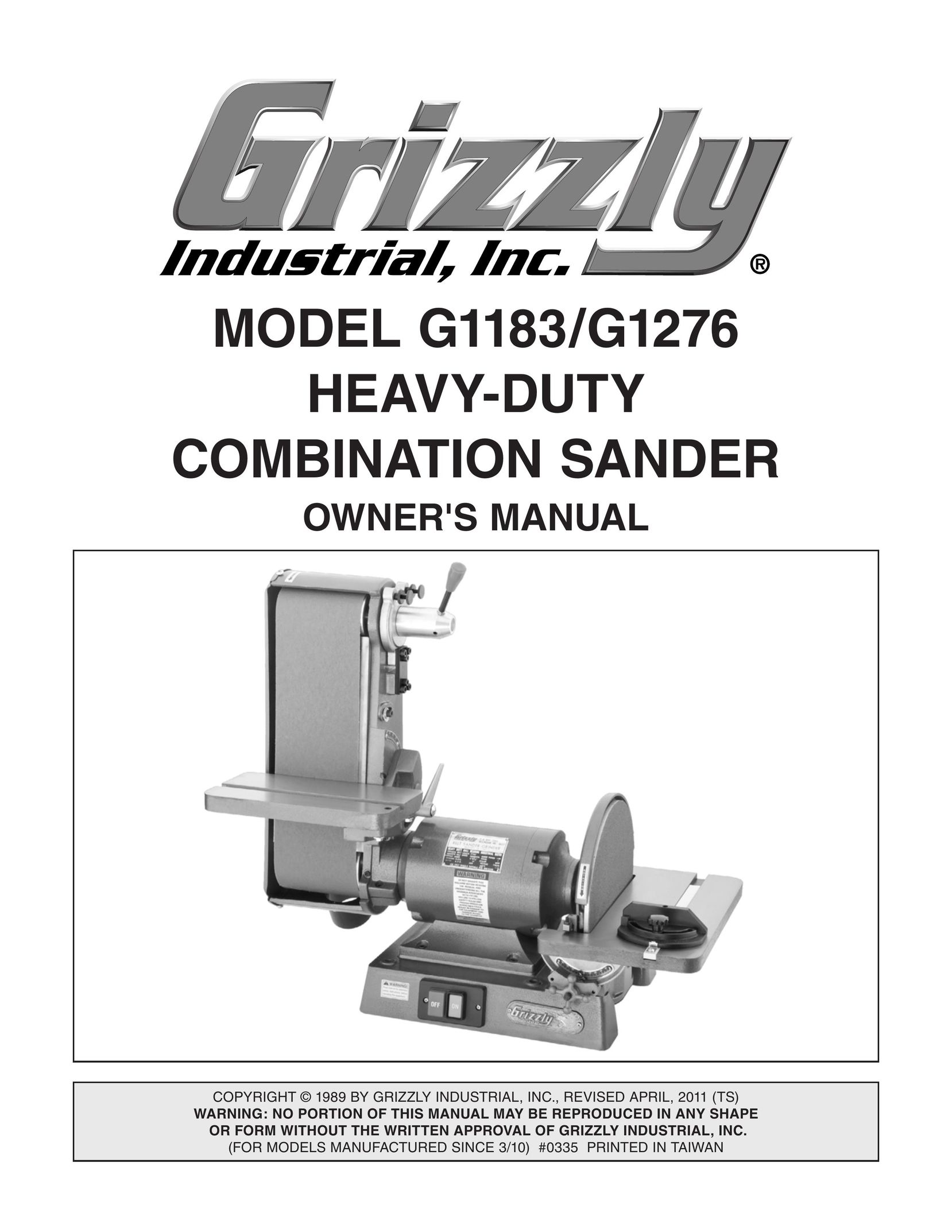Grizzly G1183 Cordless Sander User Manual