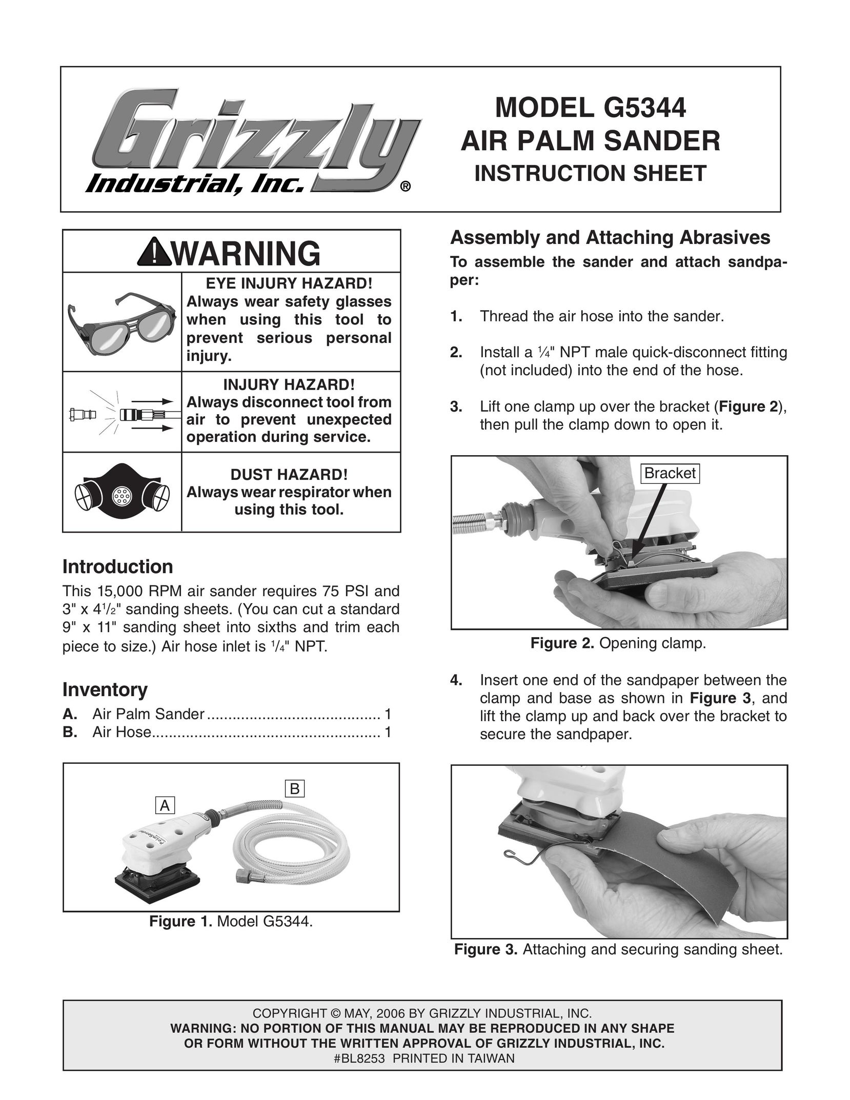 Grizzly g5344 Cordless Sander User Manual