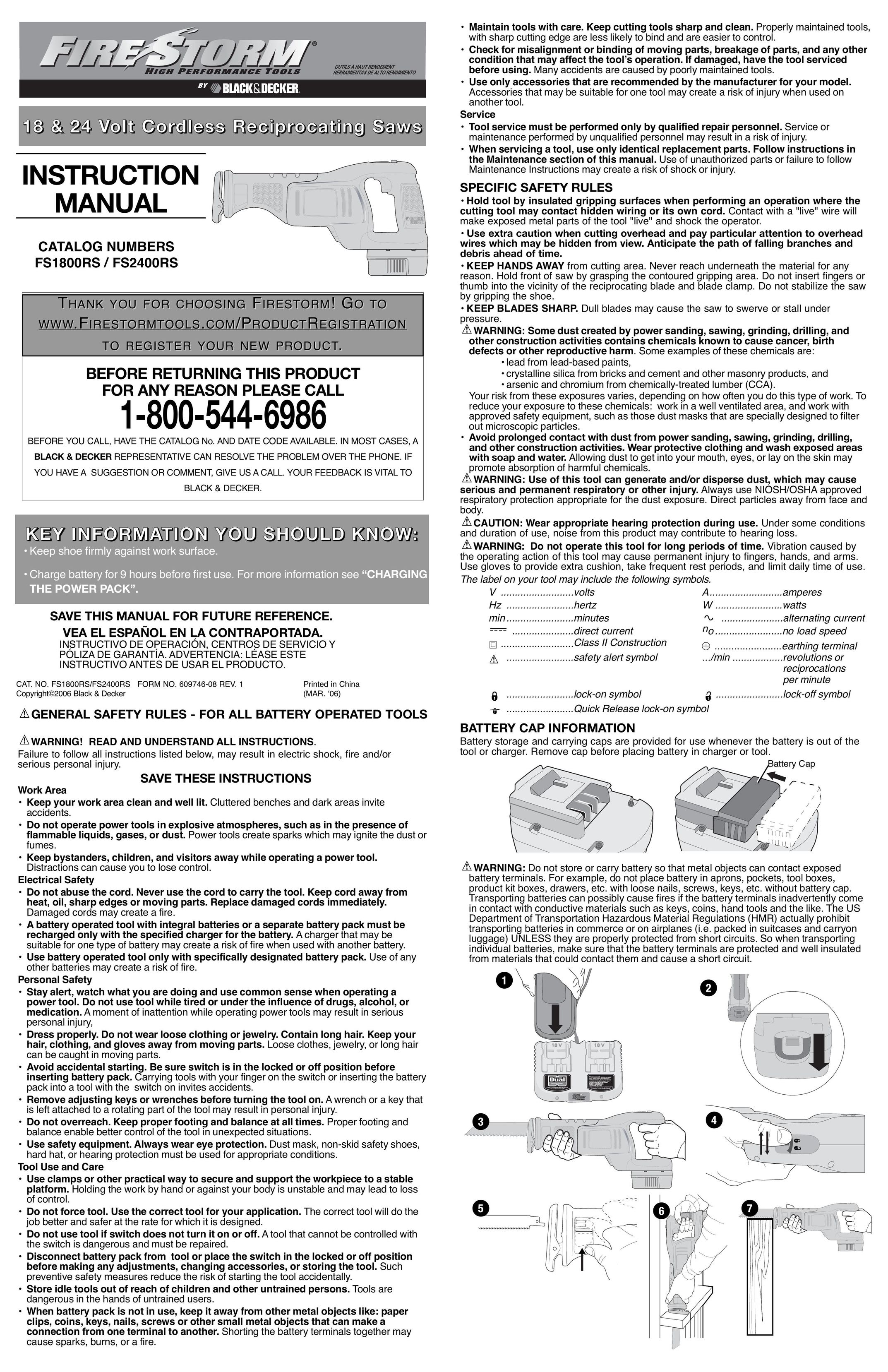 Black & Decker 609746-08 Cordless Saw User Manual