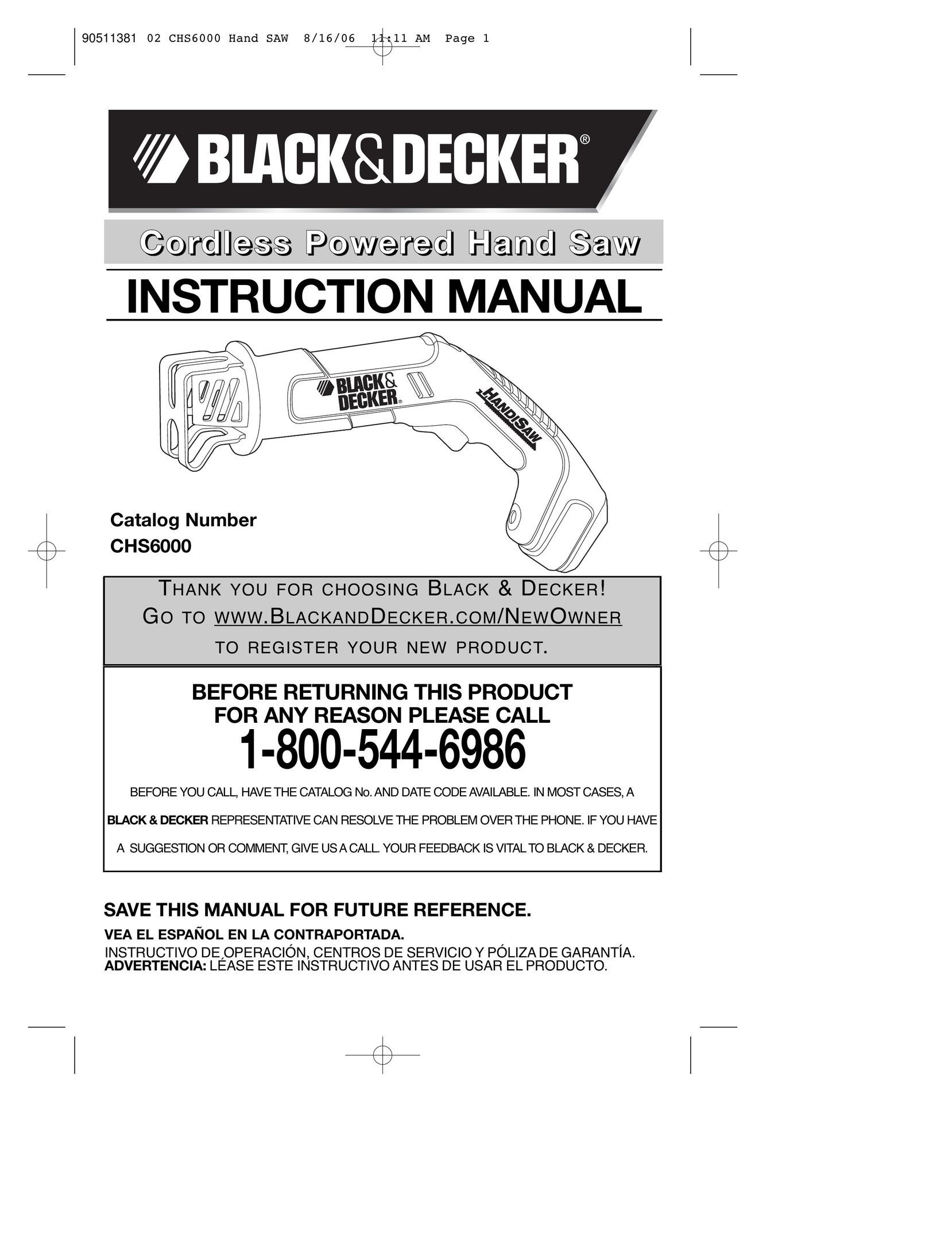Black & Decker 90504595 Cordless Saw User Manual