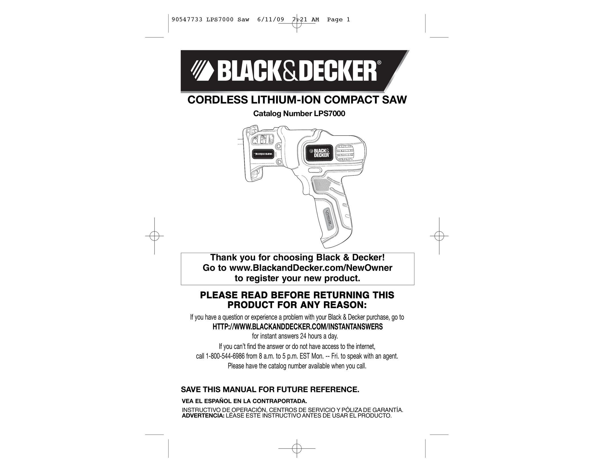 Black & Decker 90547733 Cordless Saw User Manual