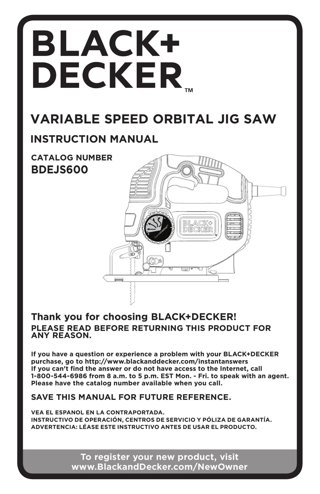 Black & Decker BDEJS600 Cordless Saw User Manual