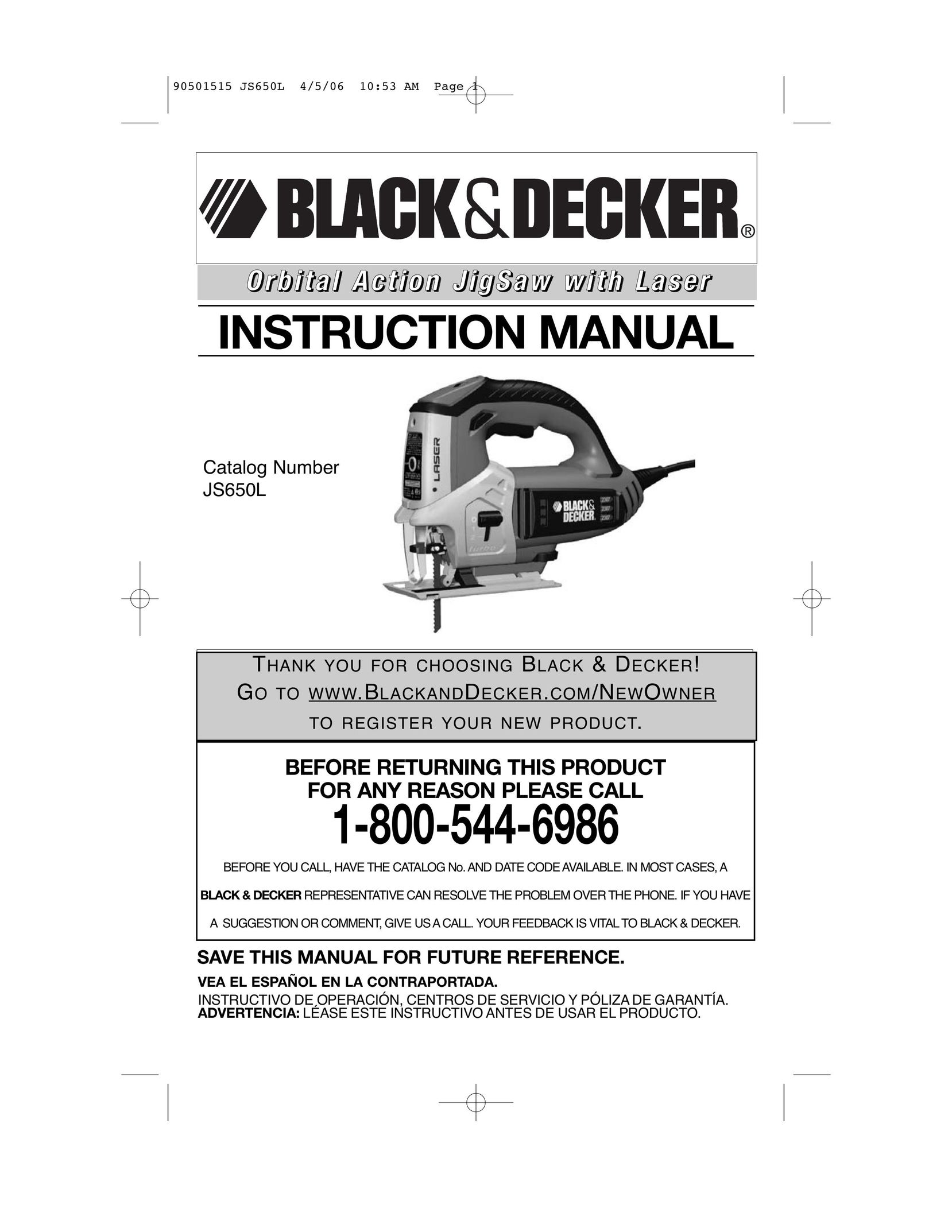 Black & Decker JS650L Cordless Saw User Manual