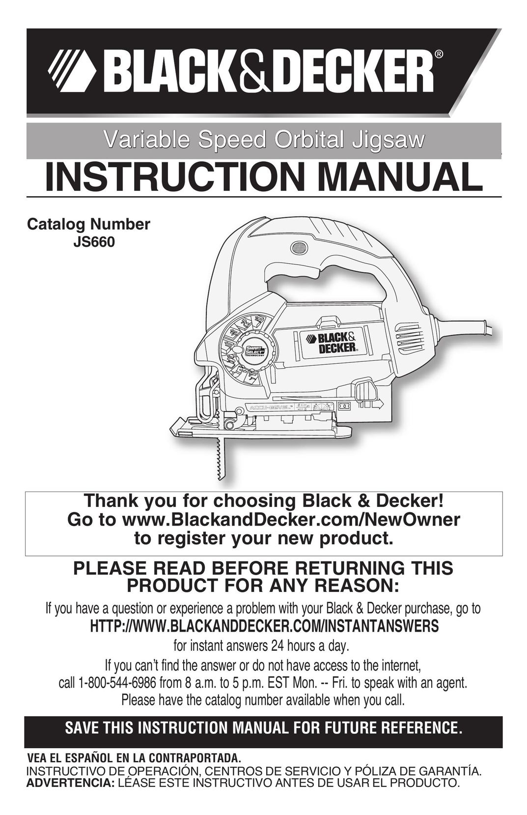 Black & Decker JS660 Cordless Saw User Manual