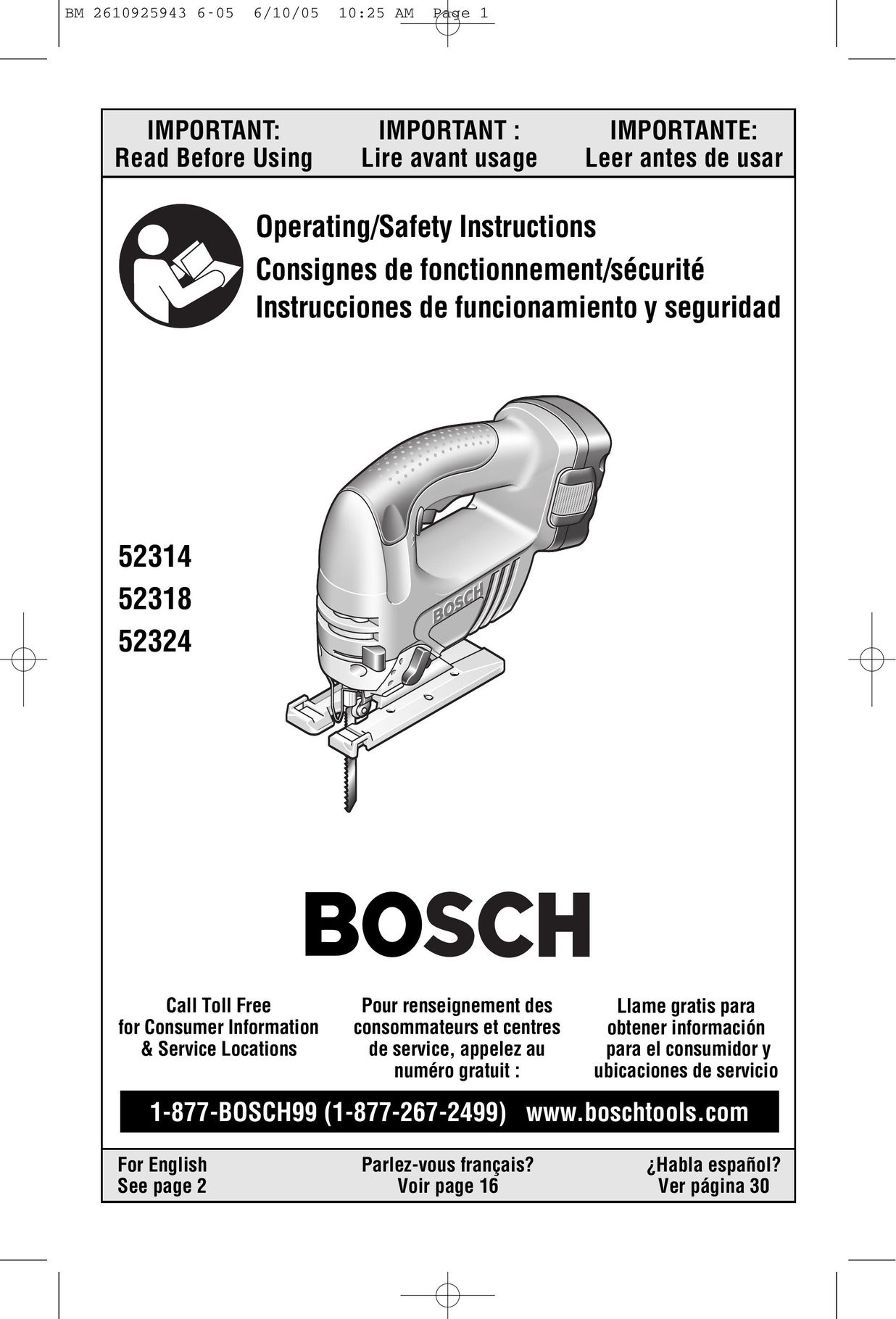 Bosch Power Tools 52314 Cordless Saw User Manual