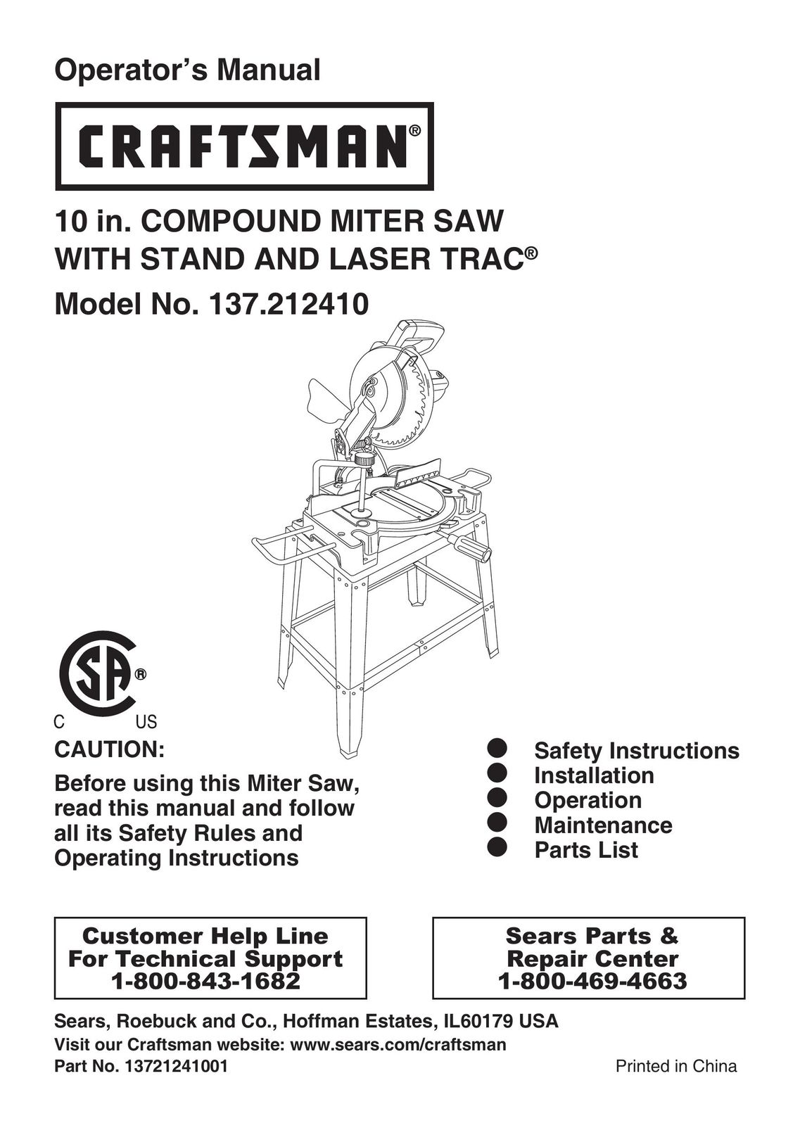 Craftsman 137.21241 Cordless Saw User Manual