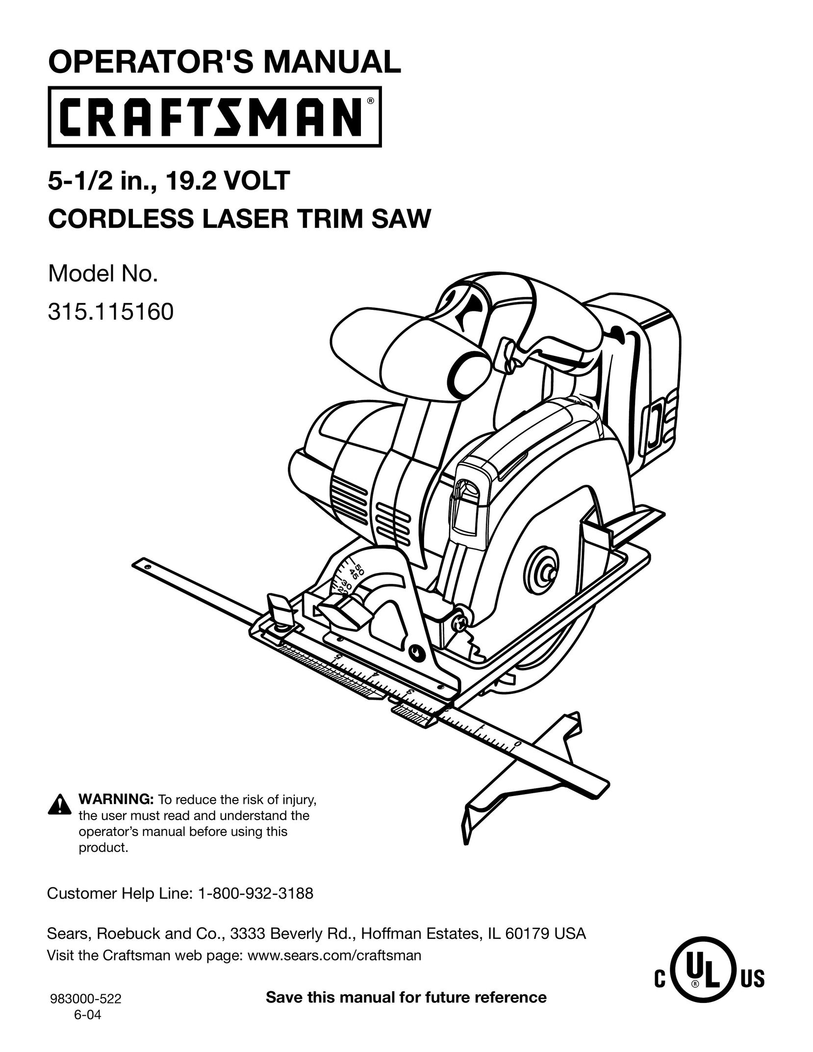 Craftsman 315.11516 Cordless Saw User Manual