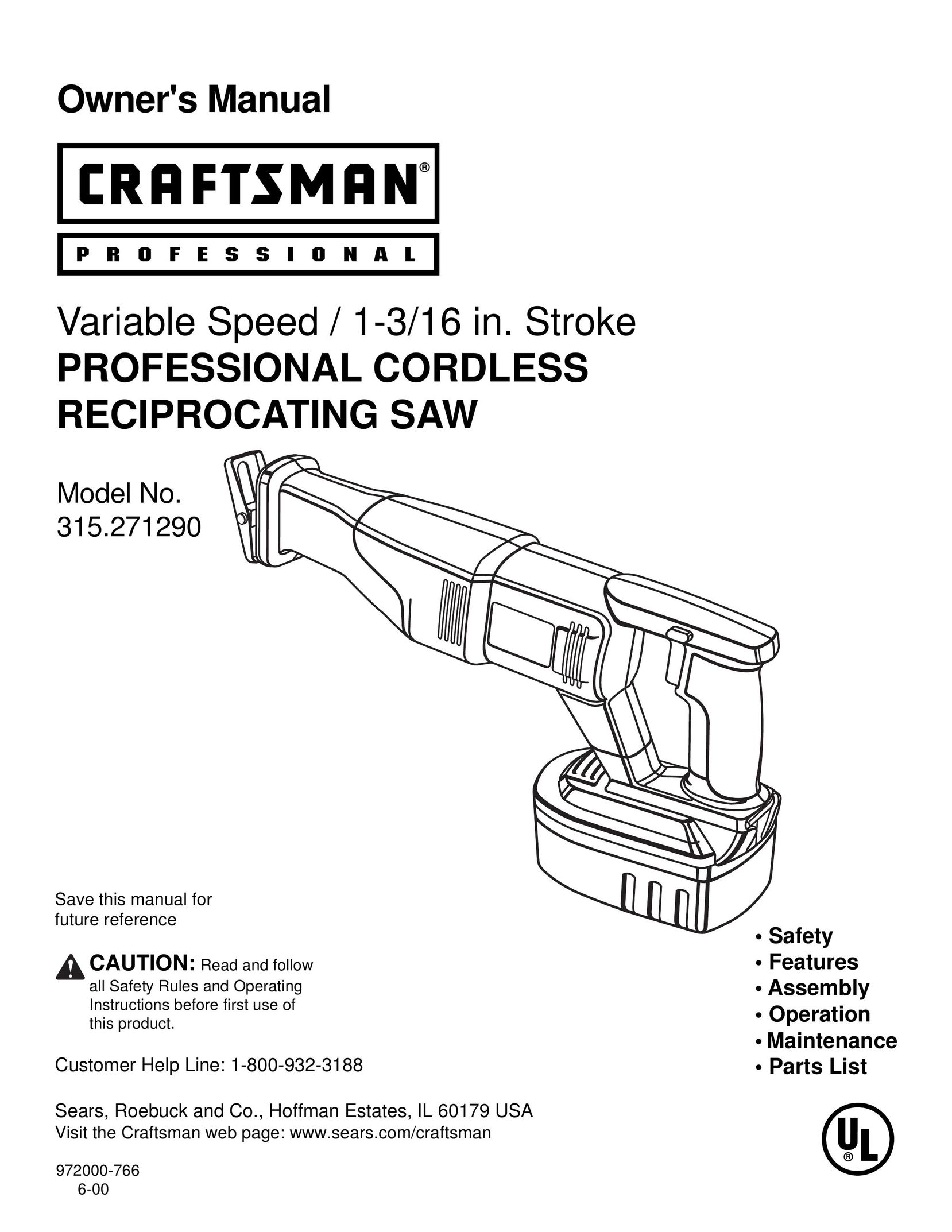 Craftsman 315.27129 Cordless Saw User Manual
