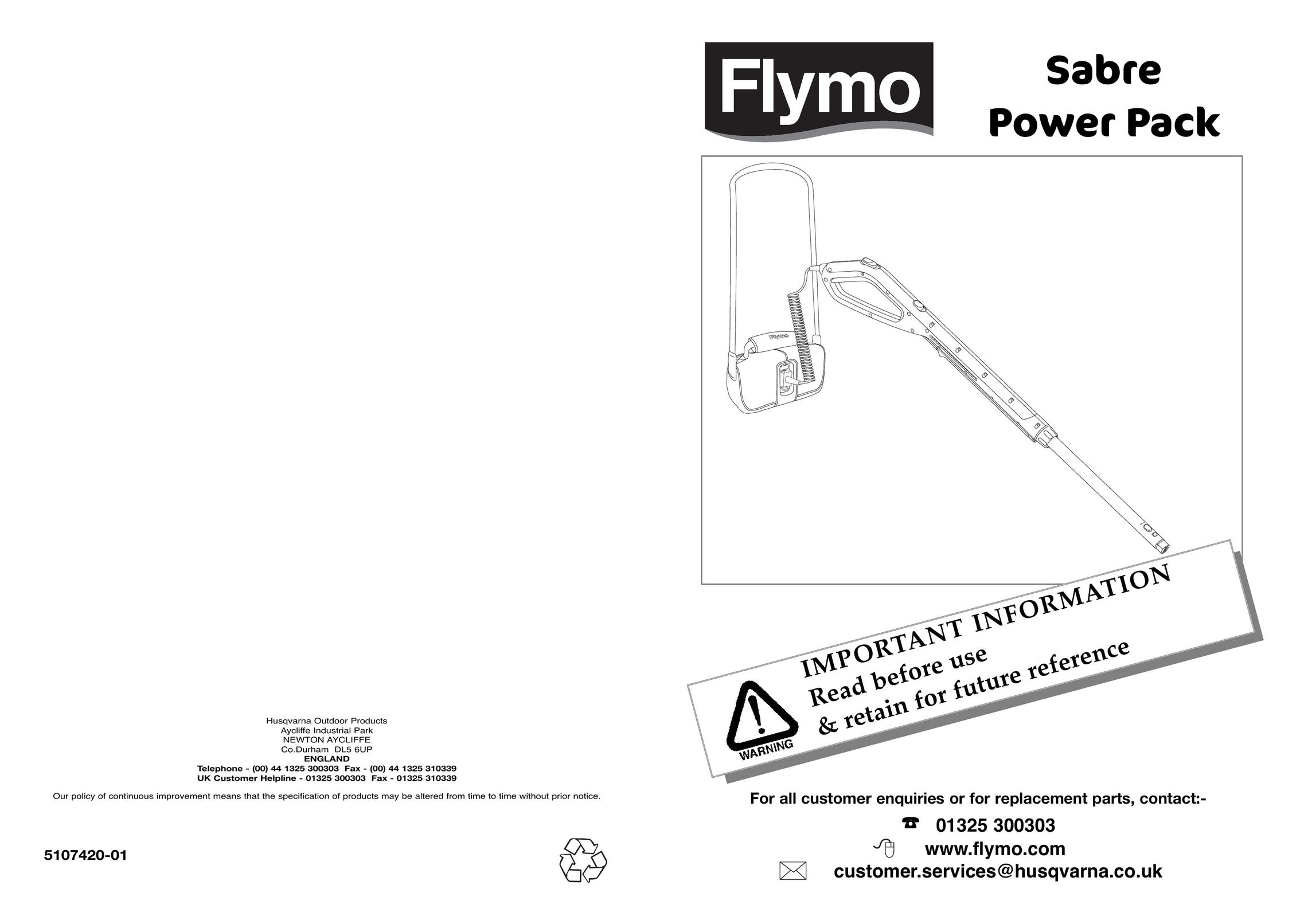 Flymo Sabre Power Pack Cordless Saw User Manual