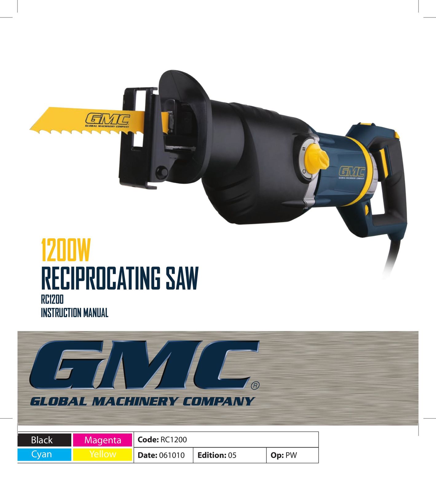 Global Machinery Company RC1200 Cordless Saw User Manual