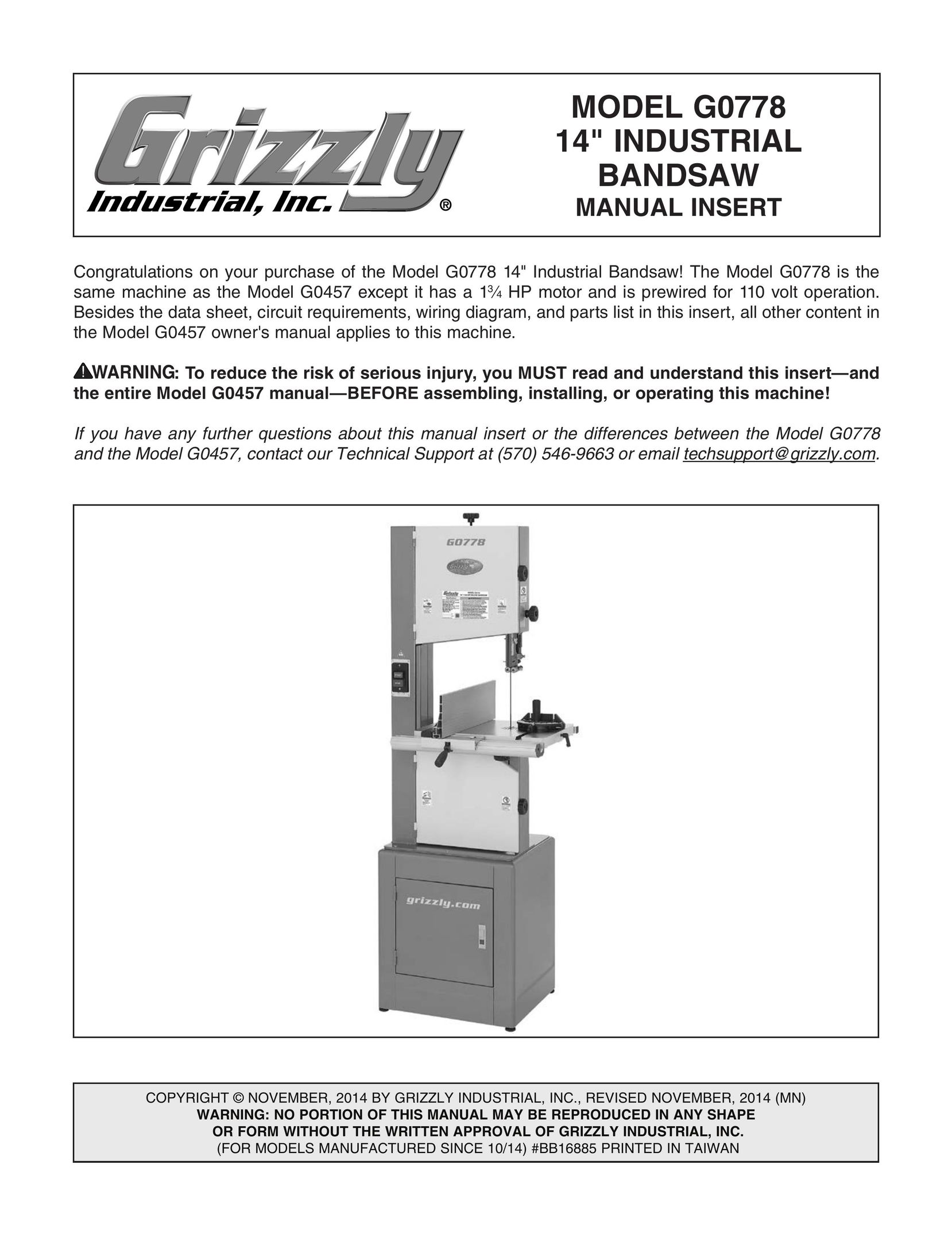 Grizzly G0778 Cordless Saw User Manual