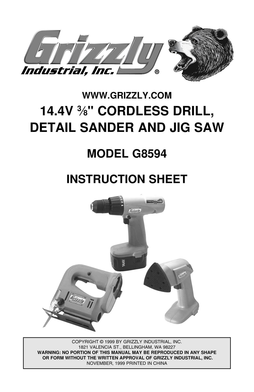 Grizzly G8594 Cordless Saw User Manual