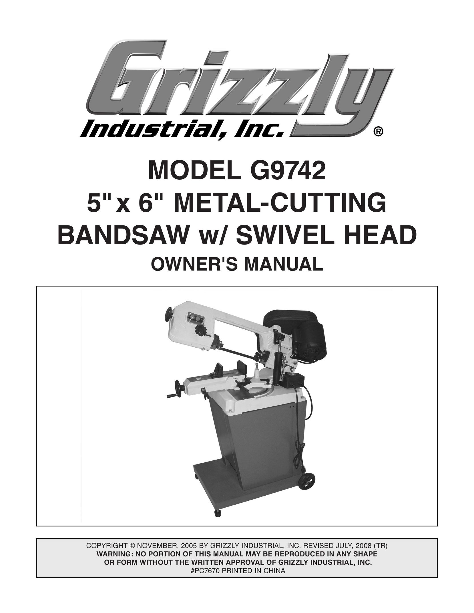 Grizzly G9742 Cordless Saw User Manual