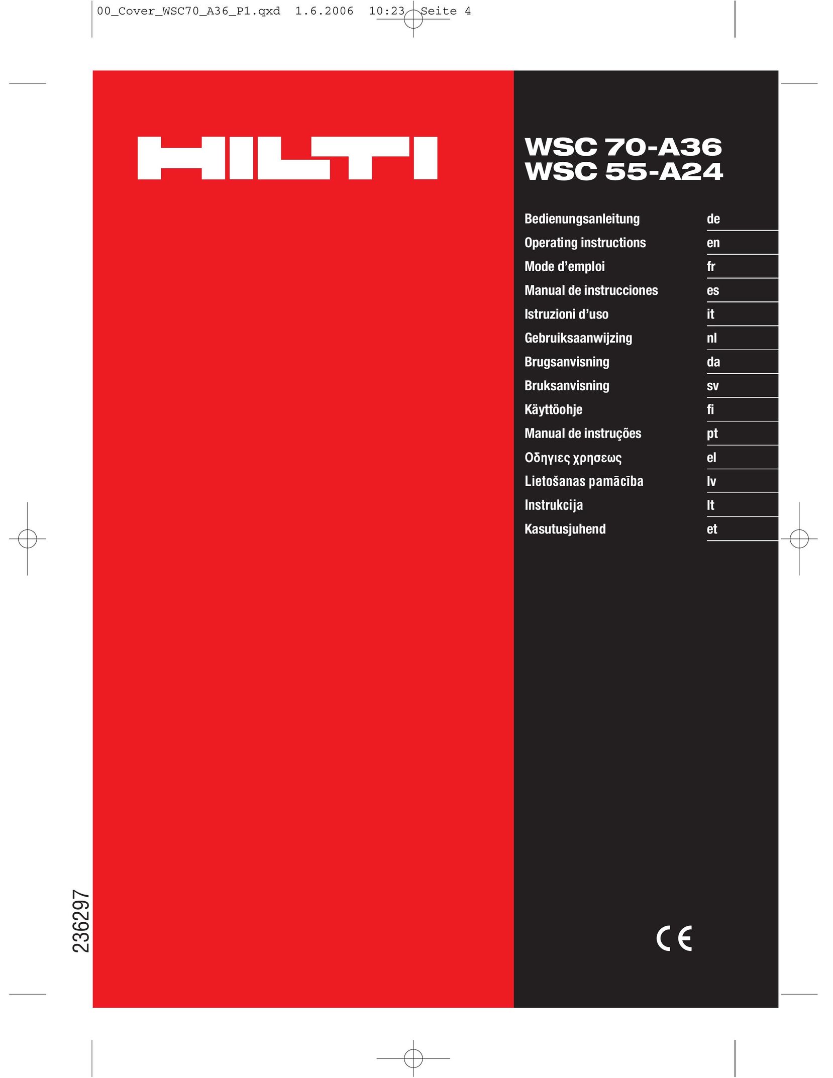 Hilti WSC 70-A36 Cordless Saw User Manual