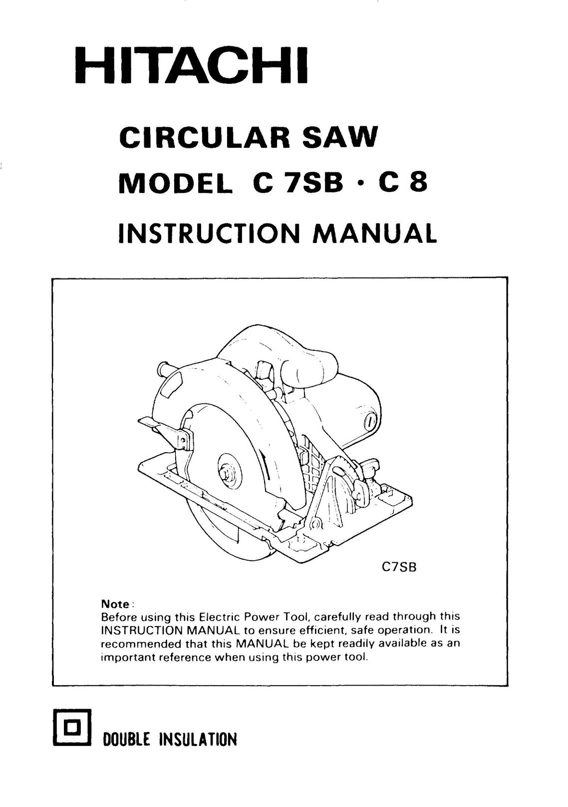 Hitachi C 7SB Cordless Saw User Manual