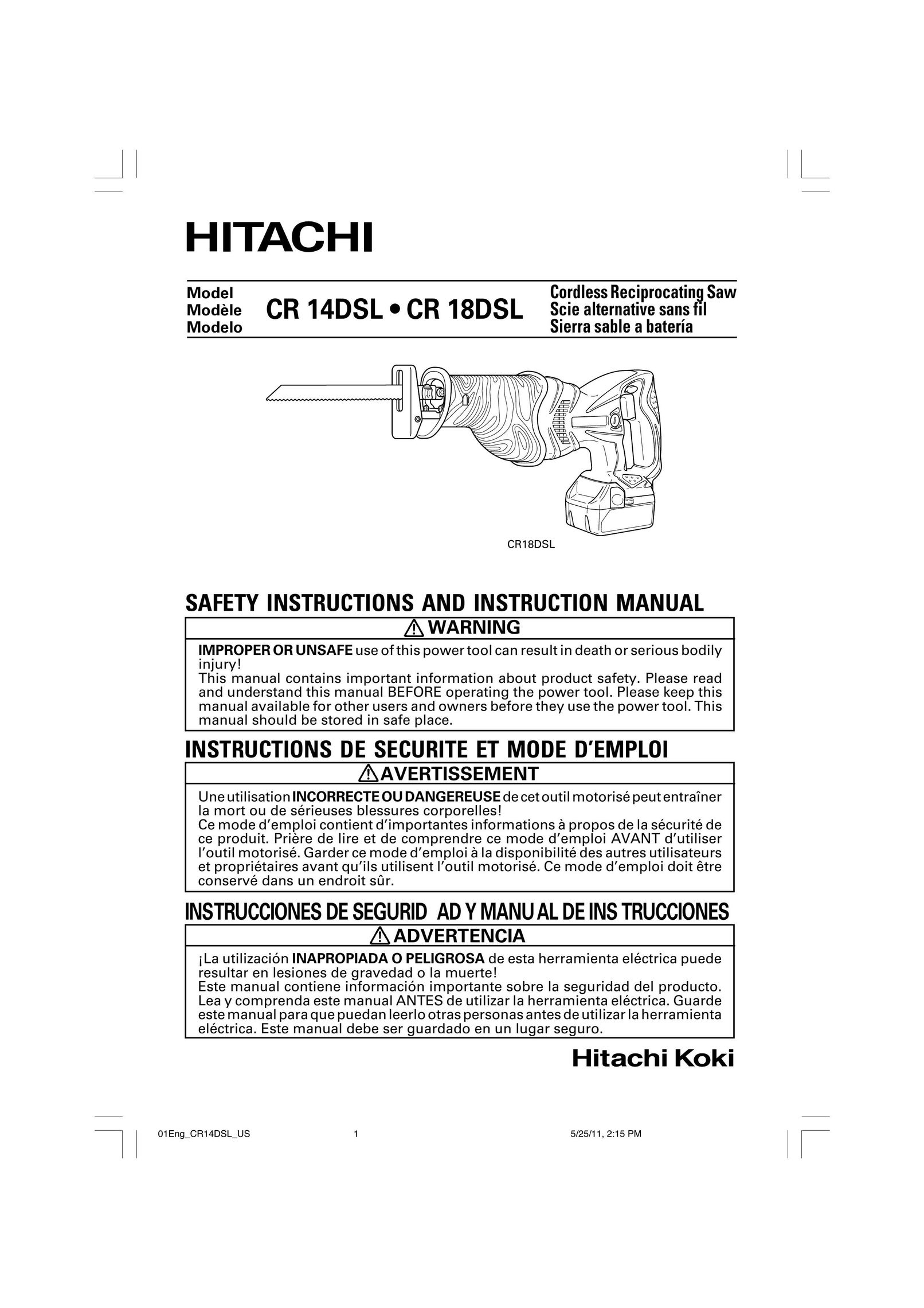 Hitachi CR 14DSL Cordless Saw User Manual