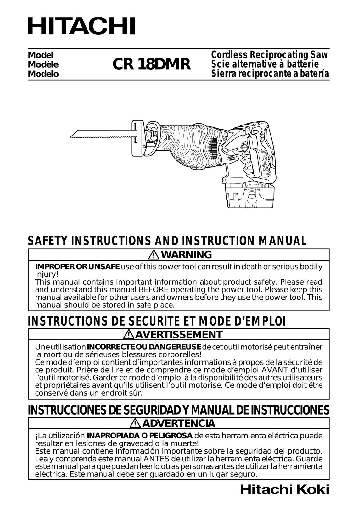 Hitachi CR 18DMR Cordless Saw User Manual