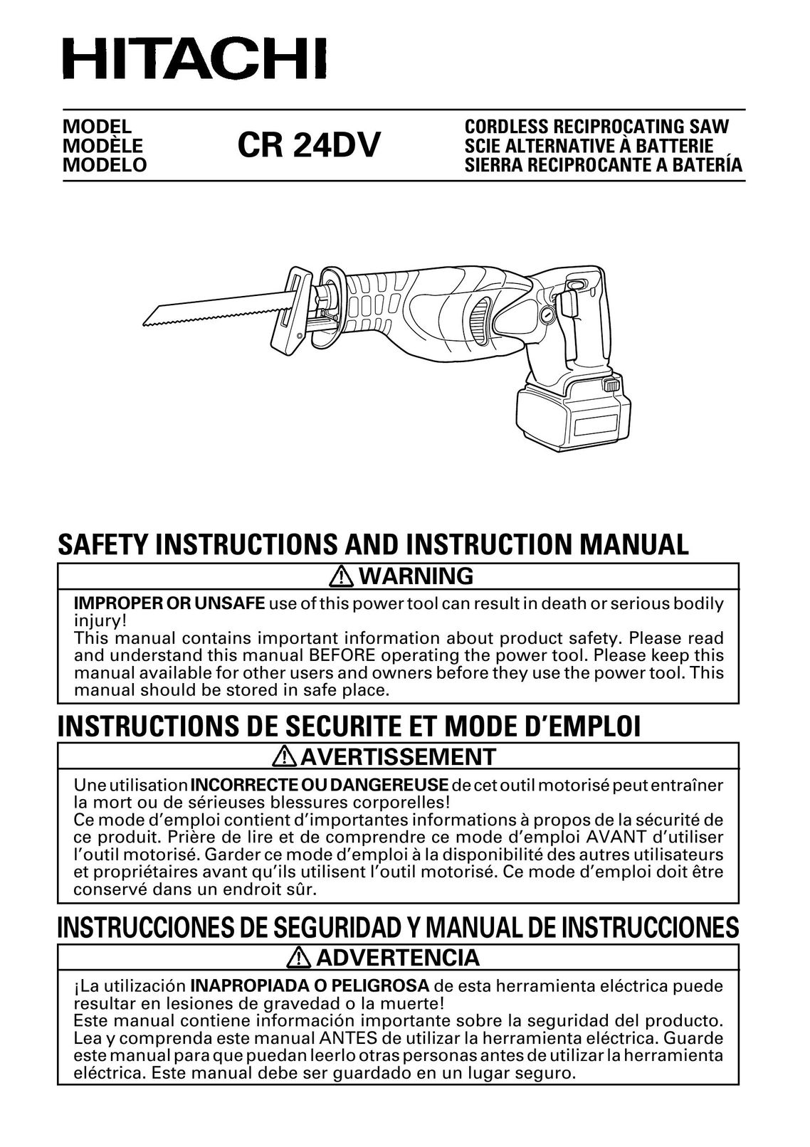 Hitachi CR 24DV Cordless Saw User Manual