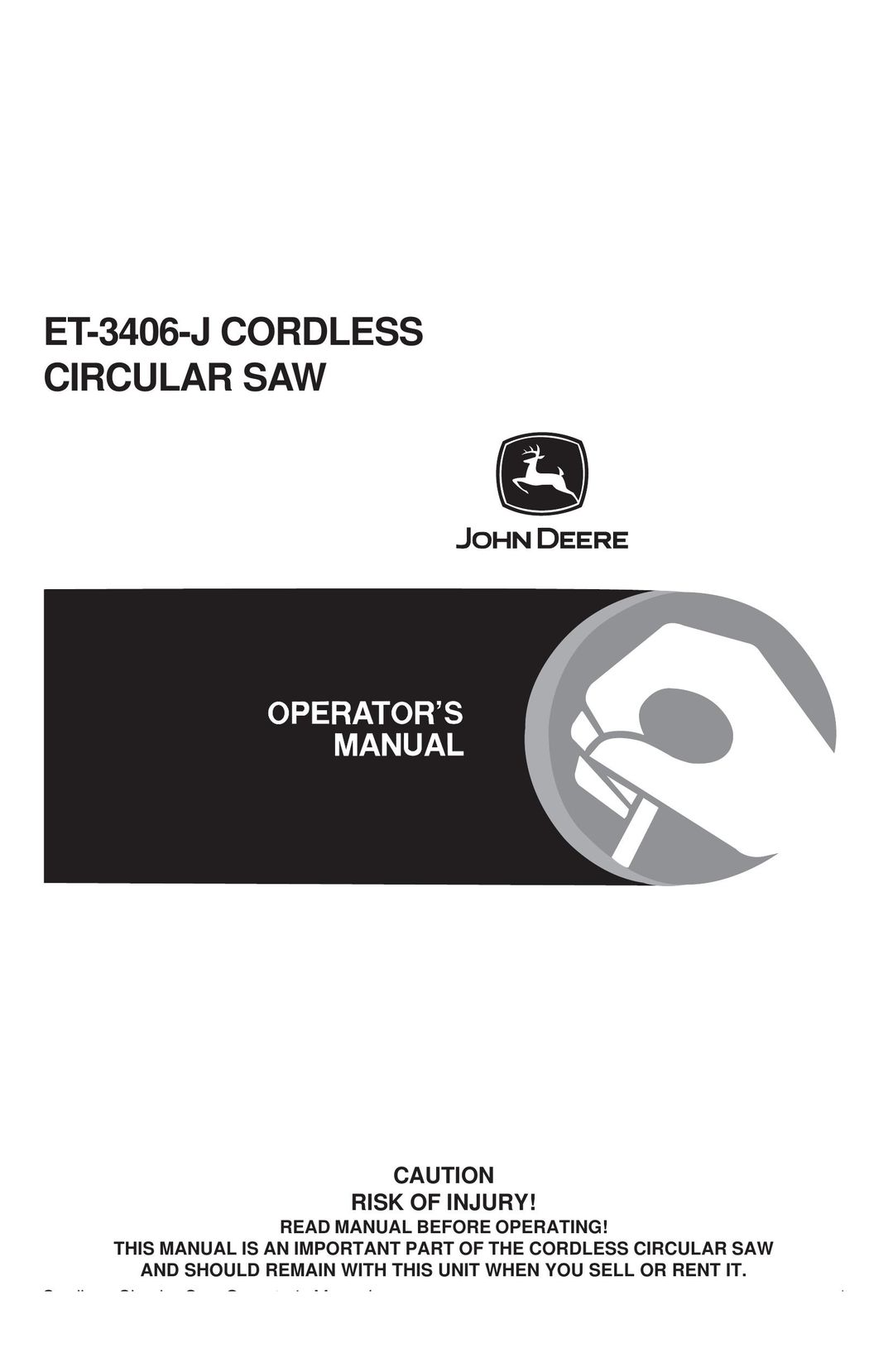 John Deere ET-3406-J Cordless Saw User Manual
