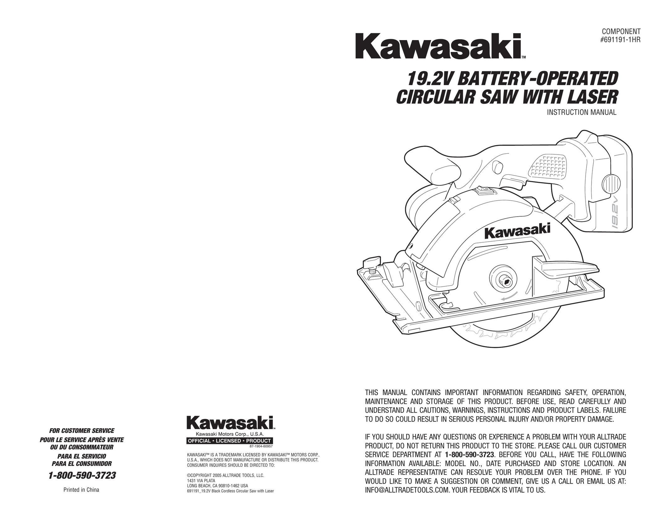 Kawasaki 691191 Cordless Saw User Manual