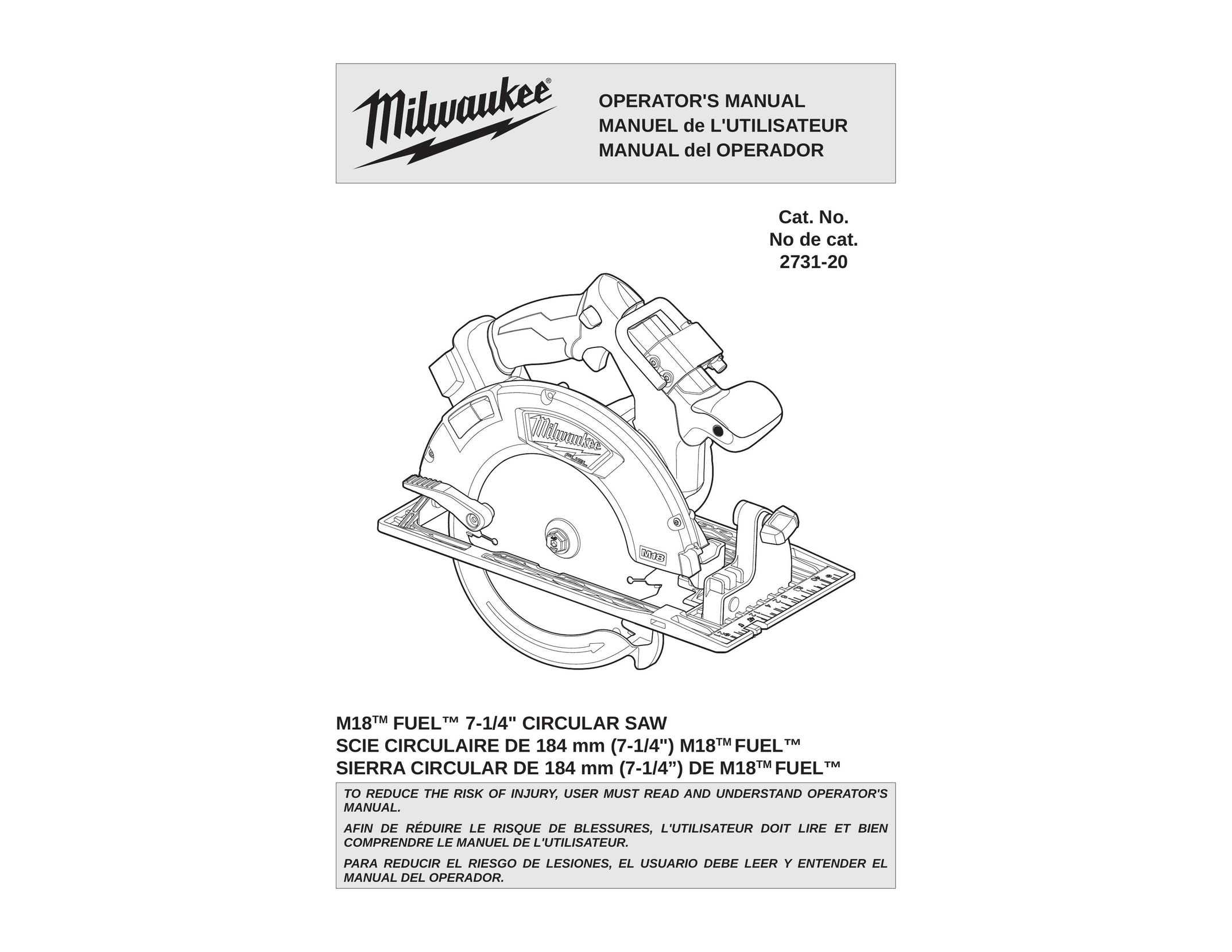 Milwaukee 2731-20 Cordless Saw User Manual