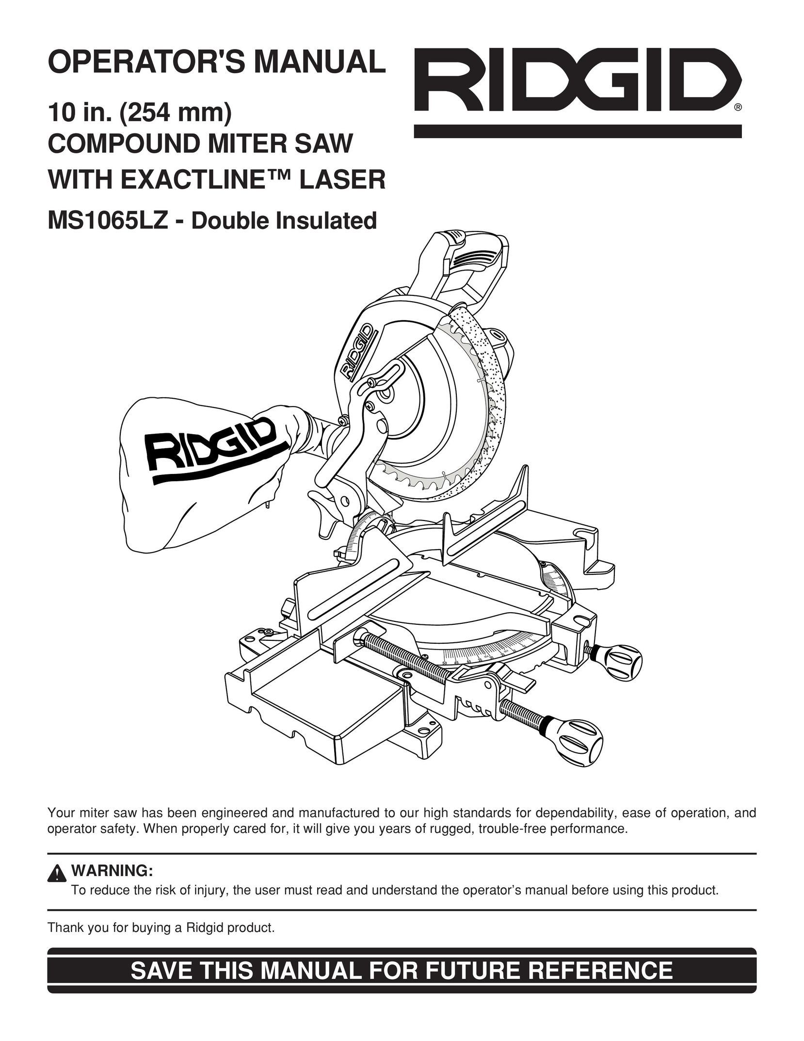 RIDGID MS 1065LZ Cordless Saw User Manual