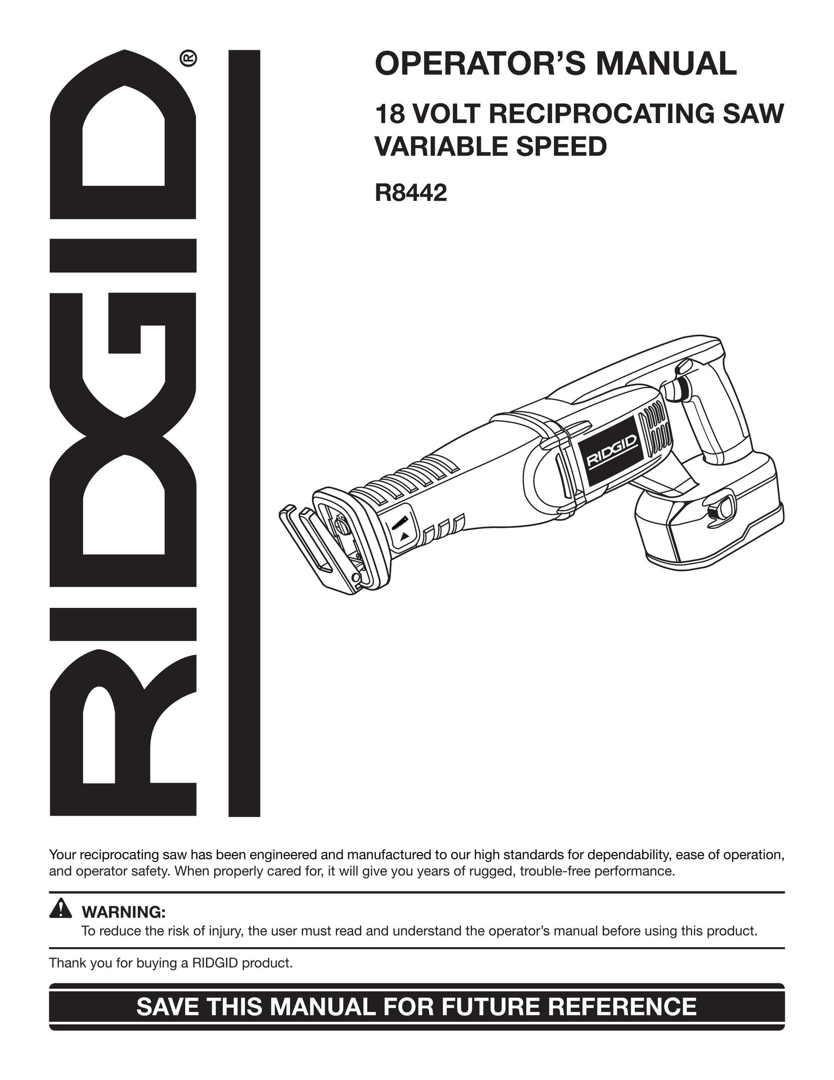 RIDGID R8442 Cordless Saw User Manual