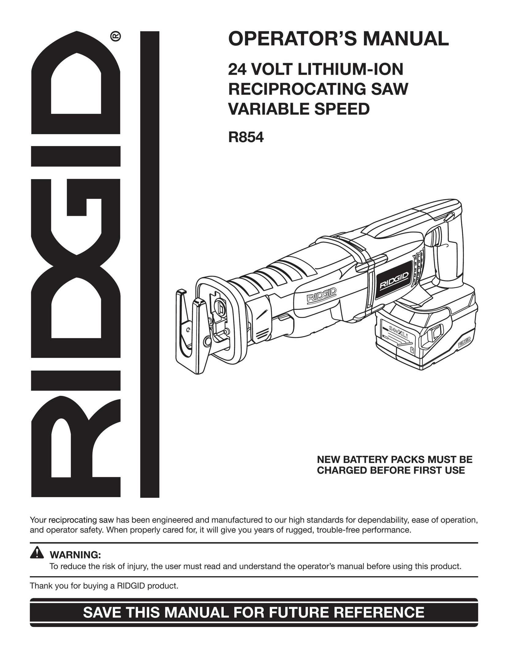 RIDGID R854 Cordless Saw User Manual