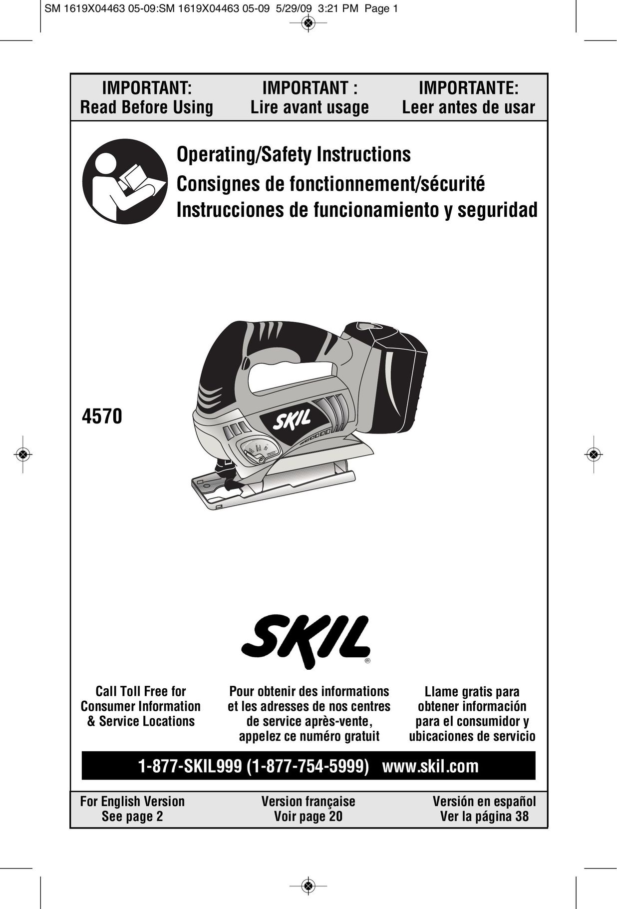 Skil 4570 Cordless Saw User Manual
