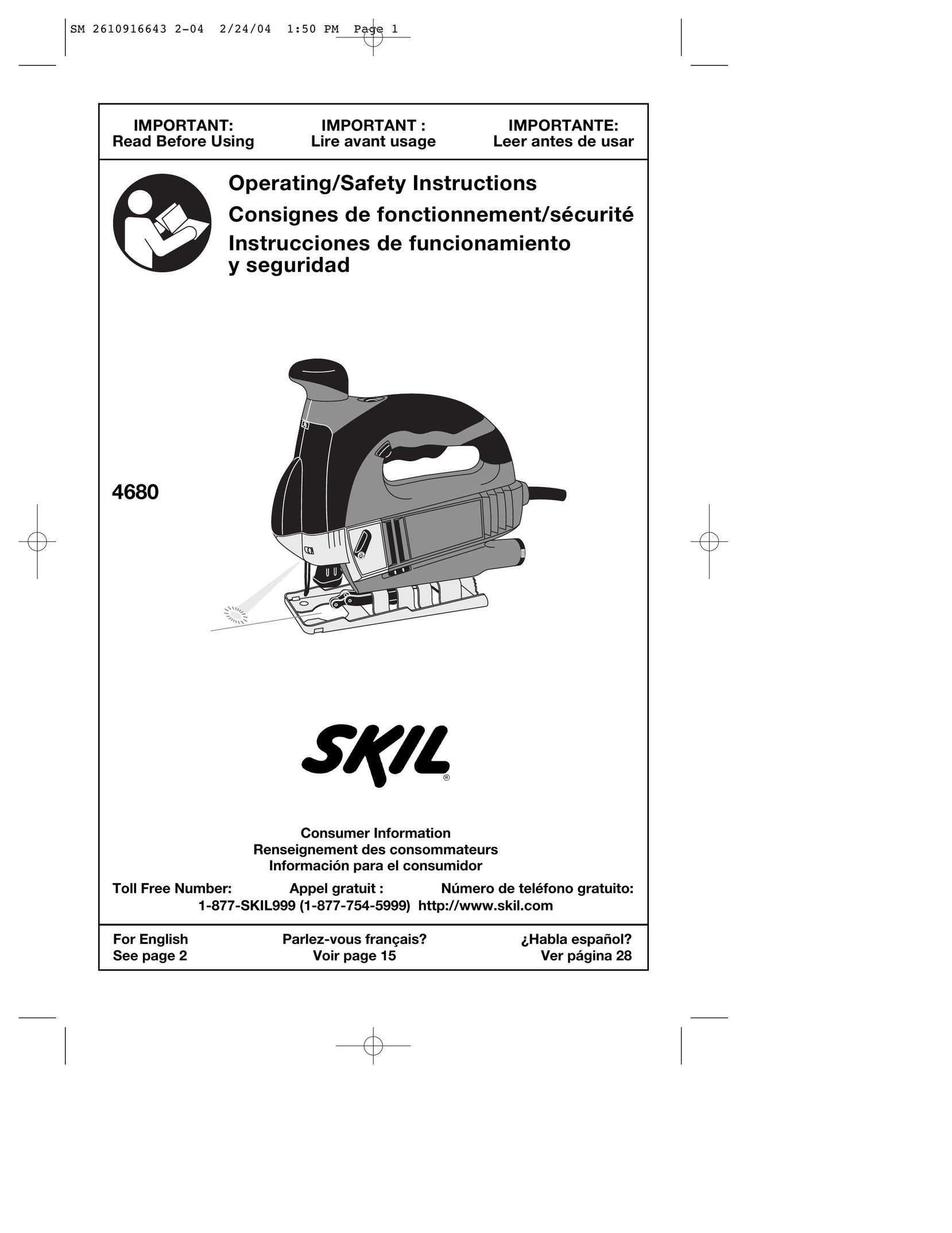Skil 4680 Cordless Saw User Manual