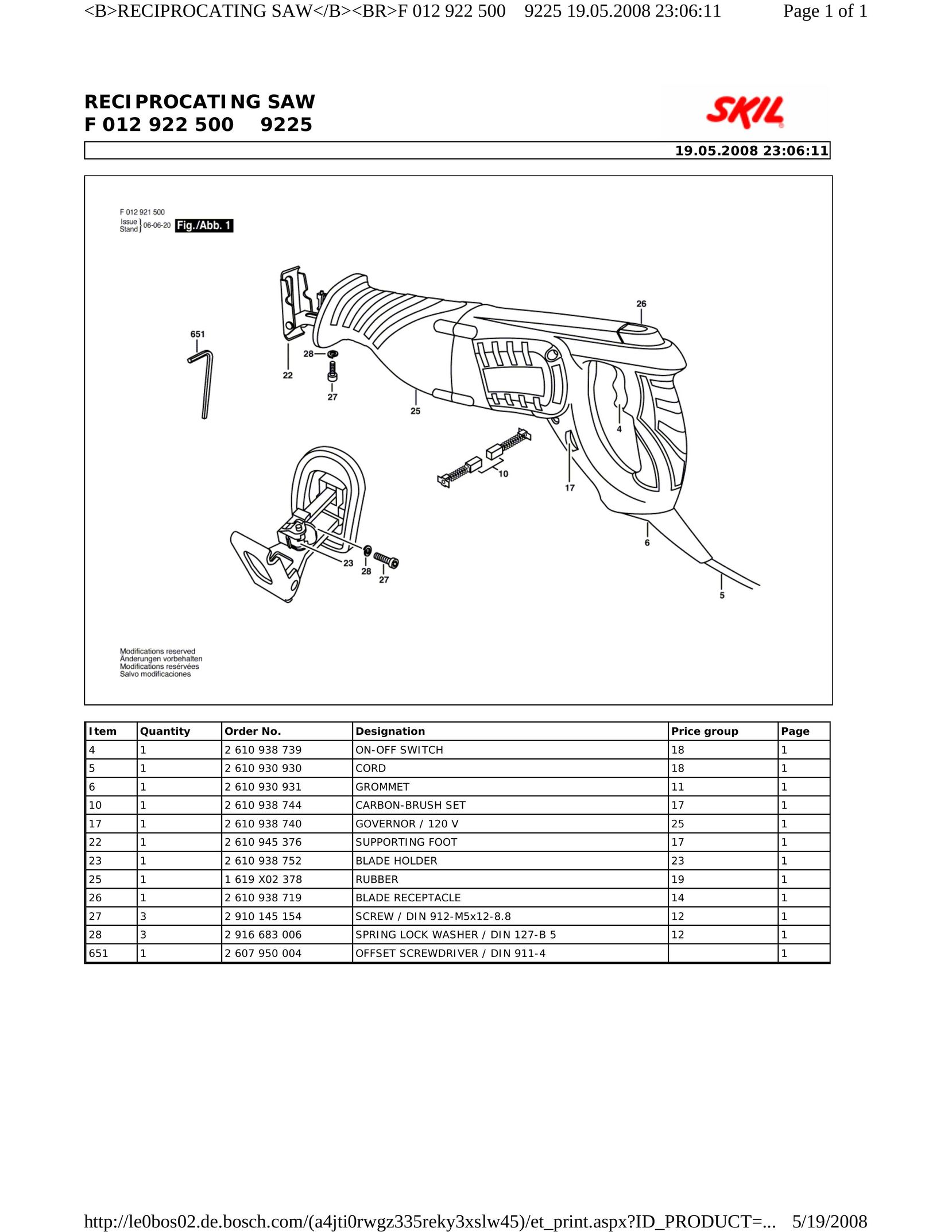 Skil 9225 Cordless Saw User Manual
