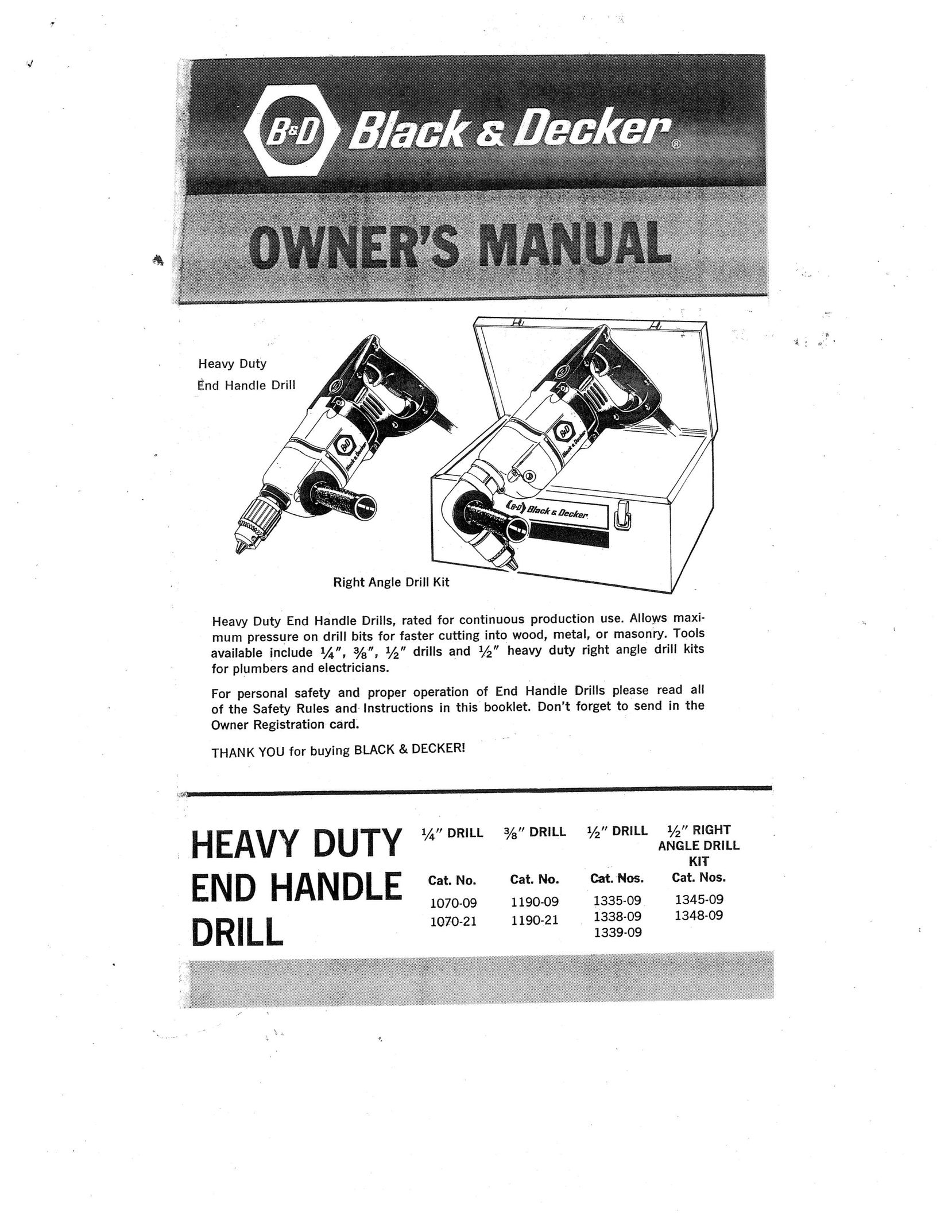 Black & Decker 1070-09 Drill User Manual