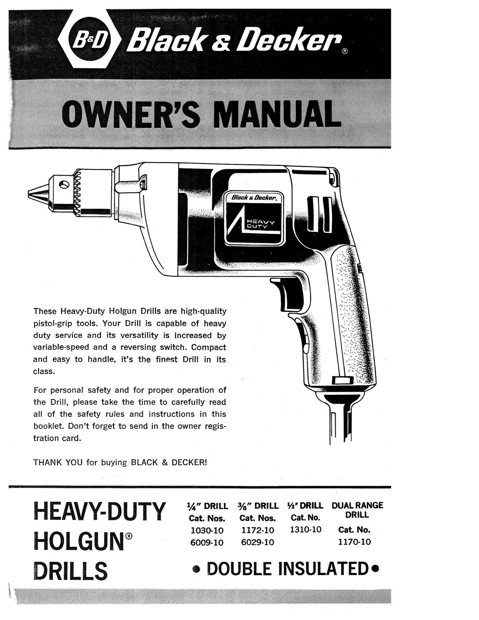 Black & Decker 1170-10 Drill User Manual