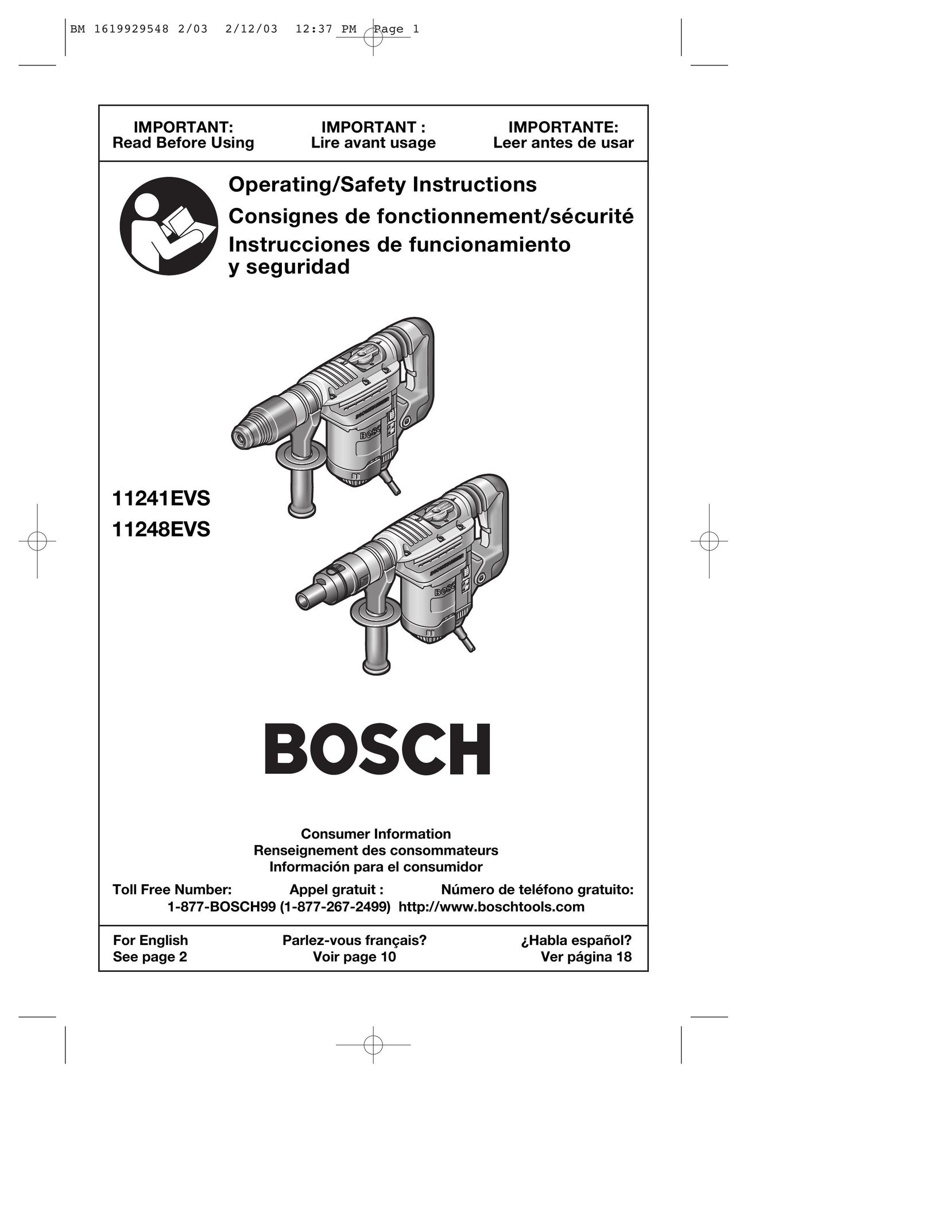 Bosch Power Tools 11248EVS Drill User Manual
