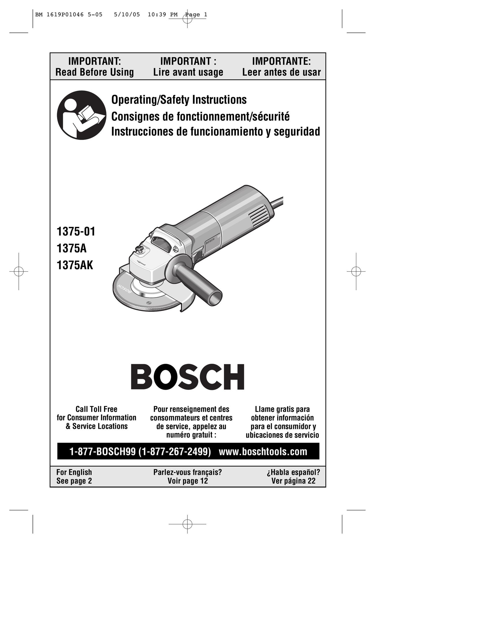 Bosch Power Tools 1375A Drill User Manual