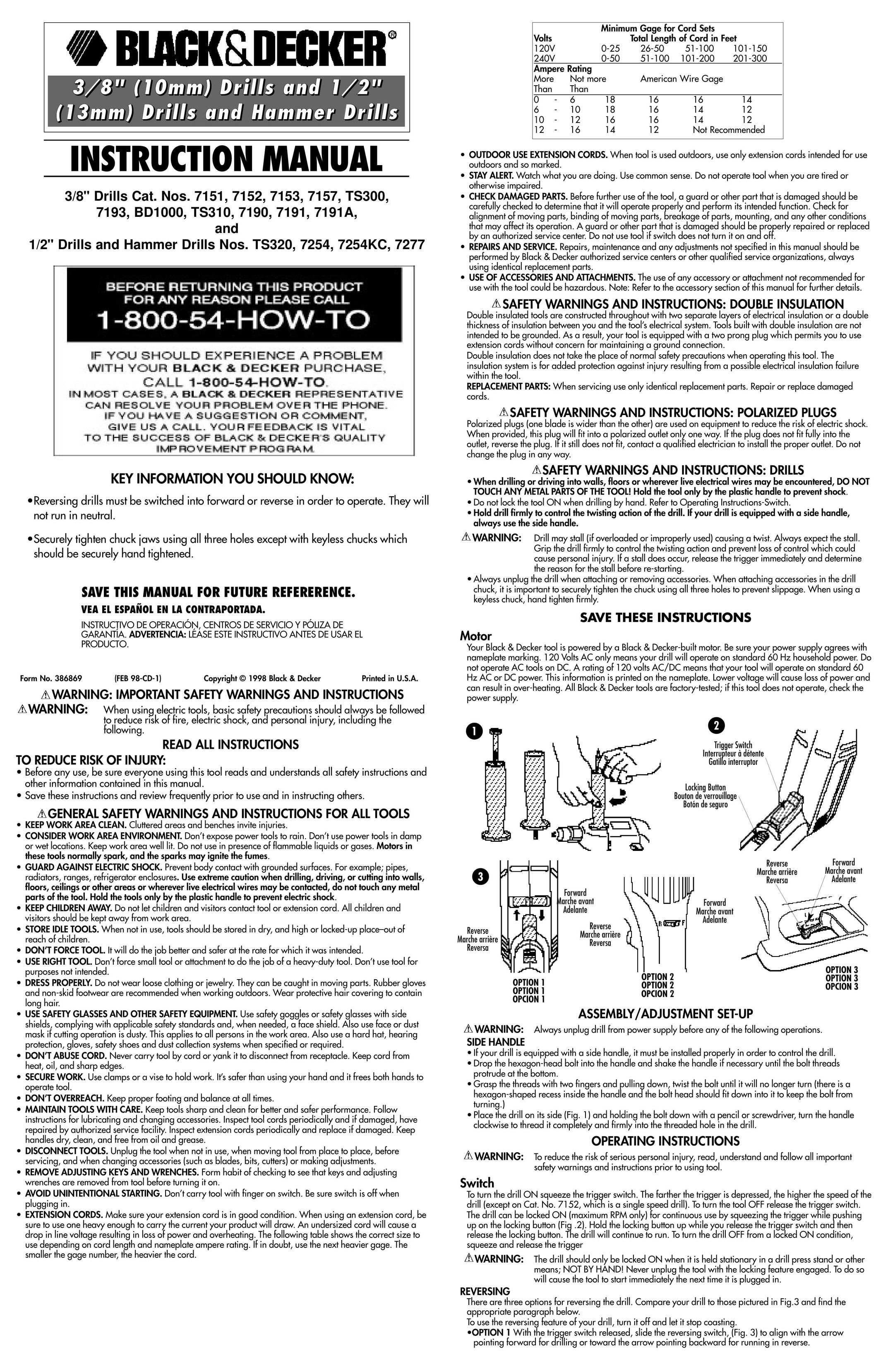 Cisco Systems 3/8" DRILLS CAT. NOS. TS310 Drill User Manual